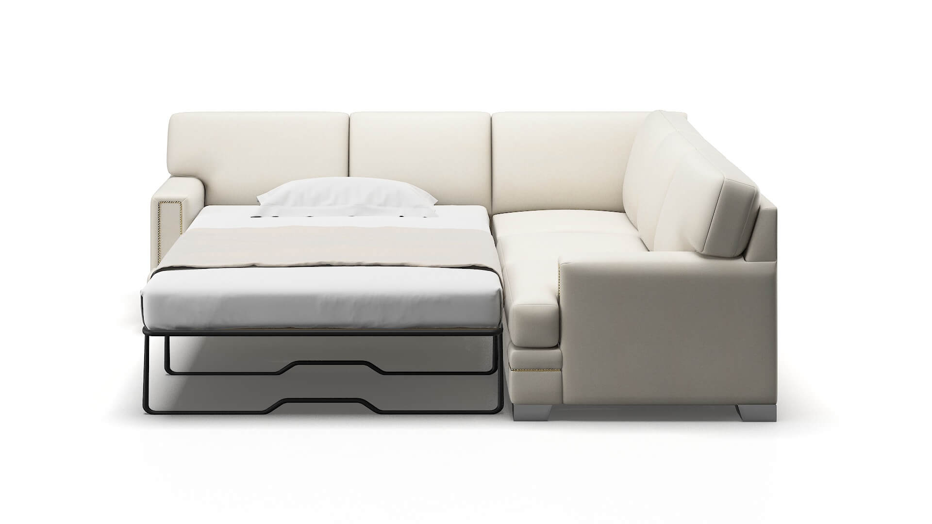 Barcelona Bungalow Ivory Sectional Sleeper Espresso legs 1