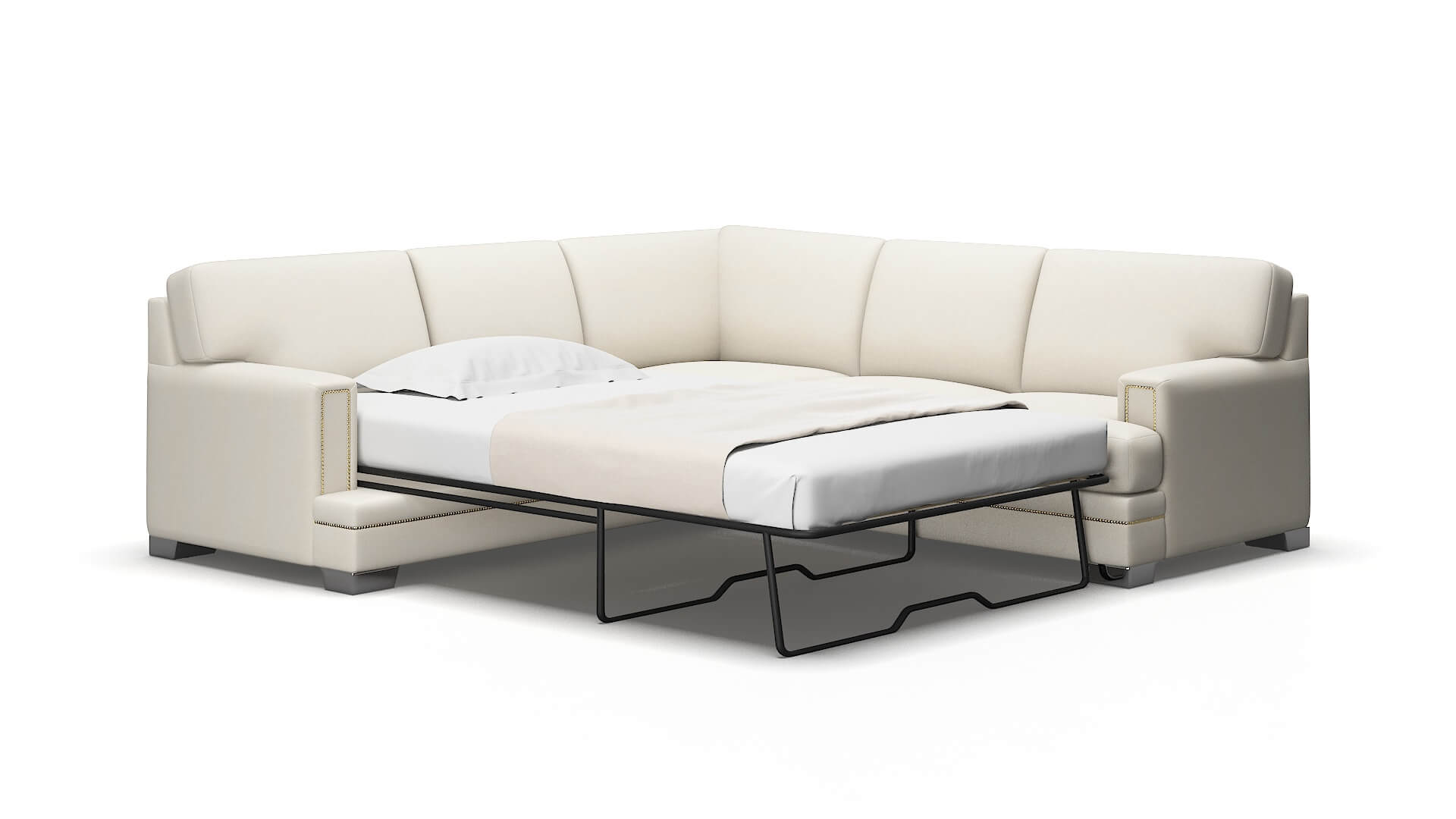 Barcelona Bungalow Ivory Sectional Sleeper Espresso legs 2