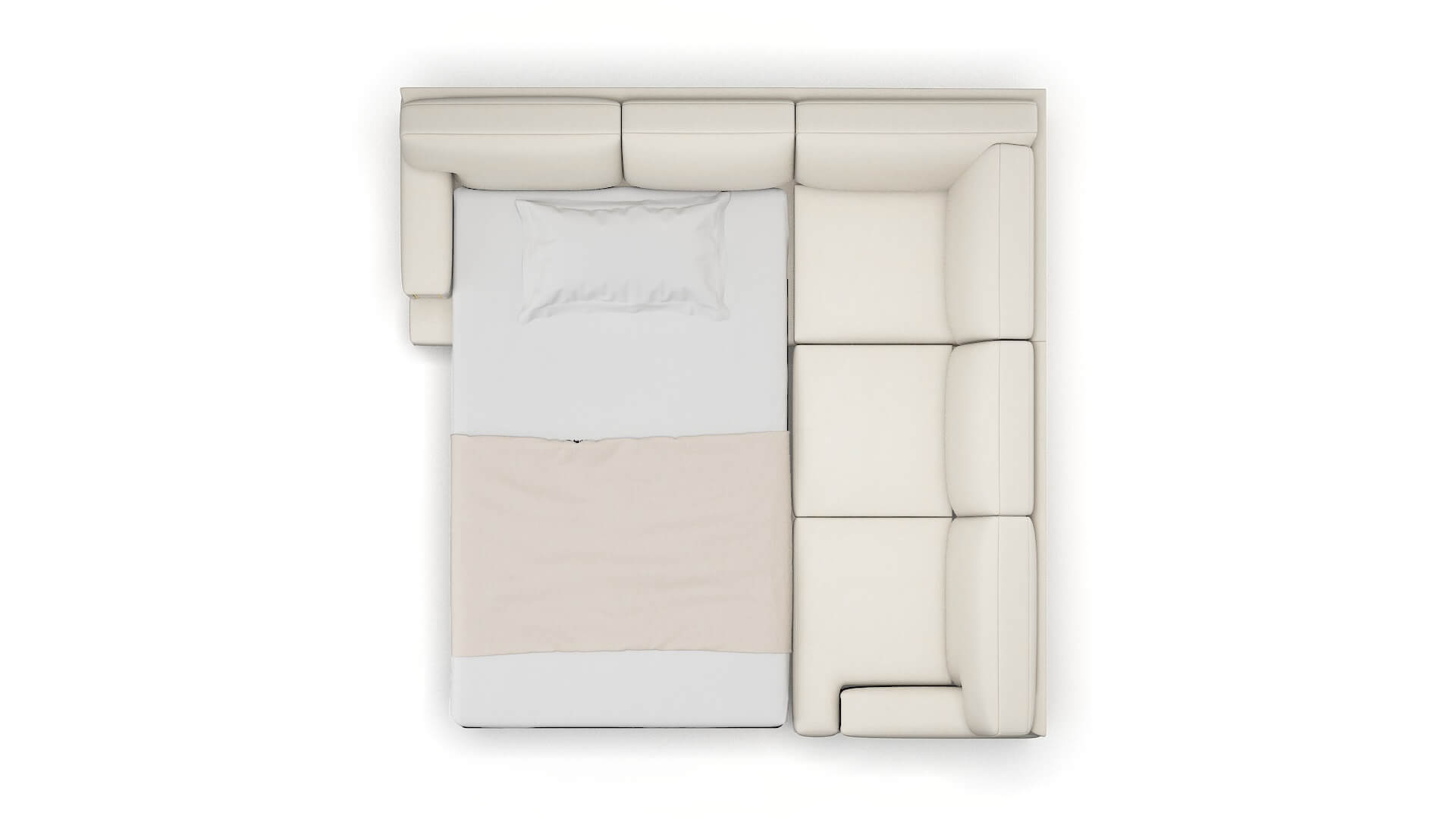 Barcelona Bungalow Ivory Sectional Sleeper Espresso legs 3