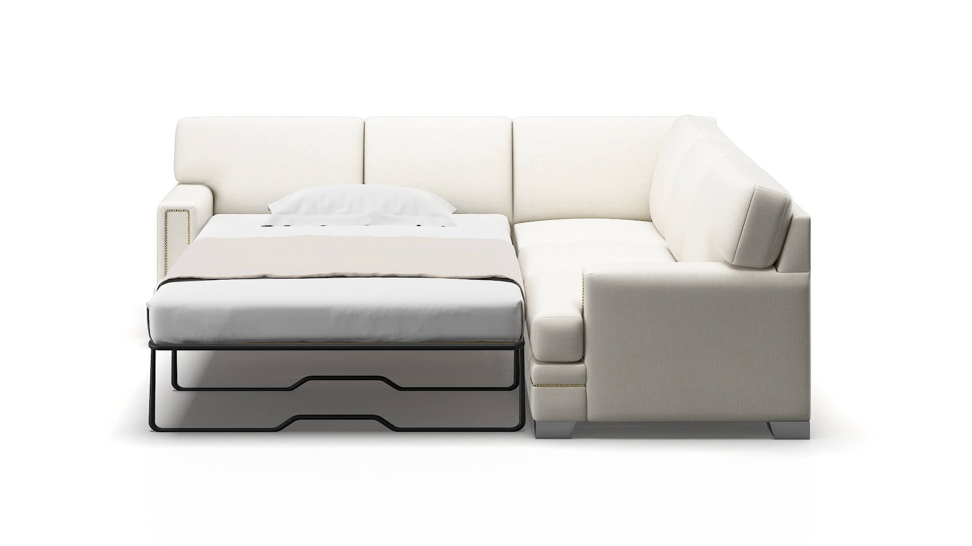 Barcelona Catalina Ivory Sectional Sleeper Espresso legs 1