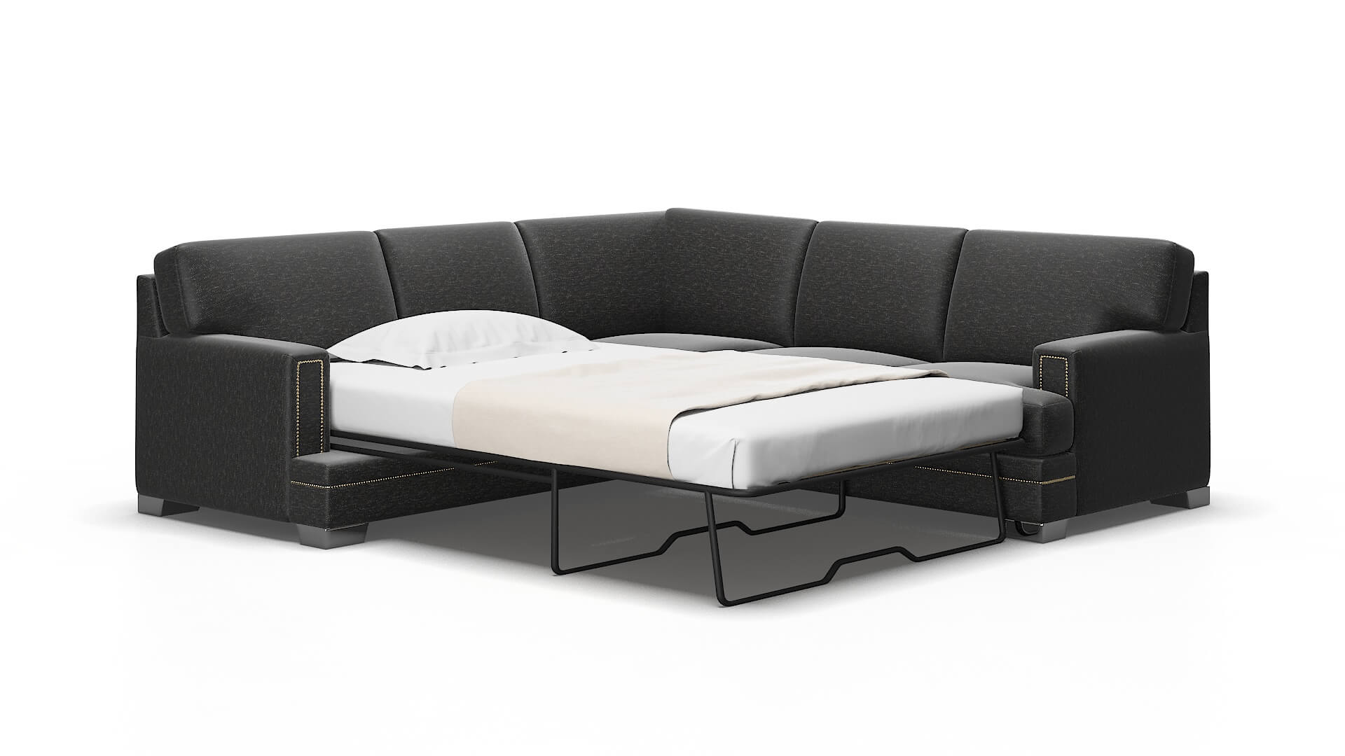 Barcelona Chance Denim Sectional Sleeper Espresso legs 2