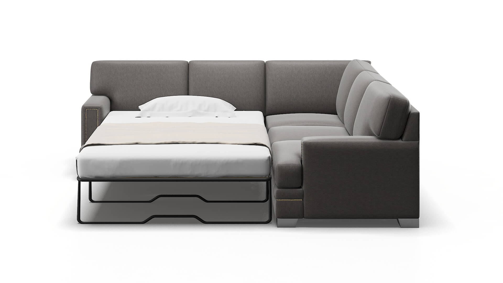 Barcelona Cosmo Charcoal Sectional Sleeper Espresso legs 1