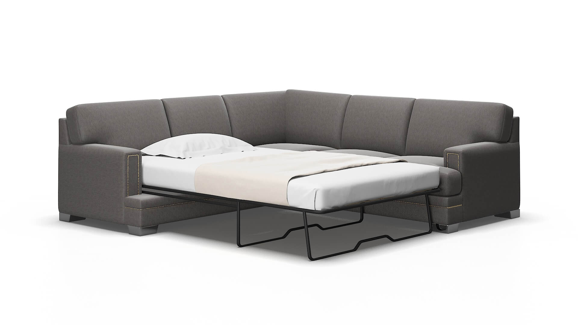 Barcelona Cosmo Charcoal Sectional Sleeper Espresso legs 2