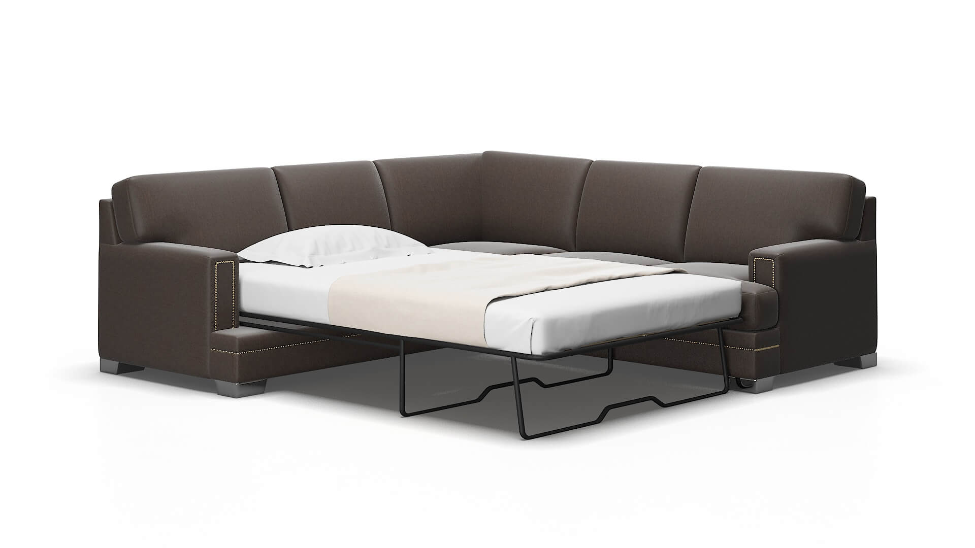 Barcelona Cosmo Chocolate Sectional Sleeper Espresso legs 2