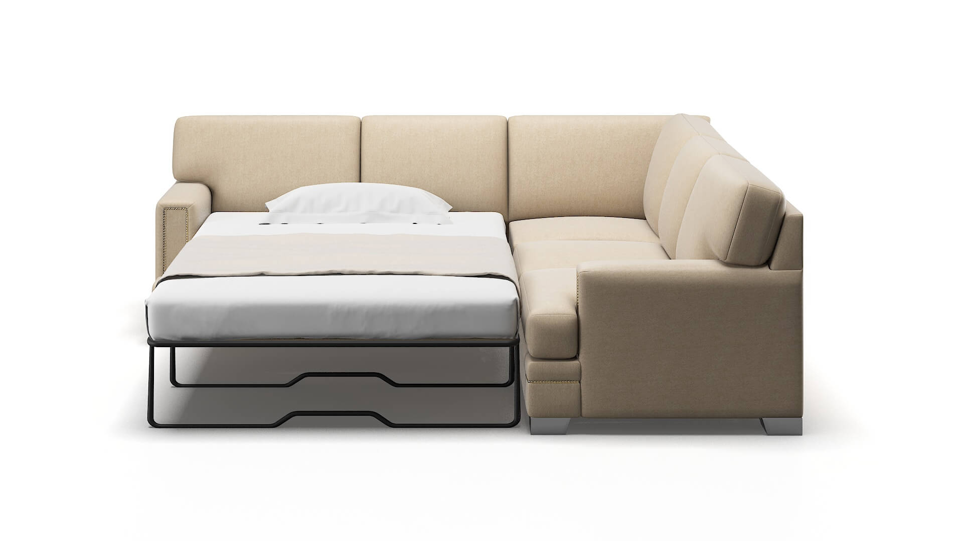 Barcelona Cosmo Fawn Sectional Sleeper Espresso legs 1