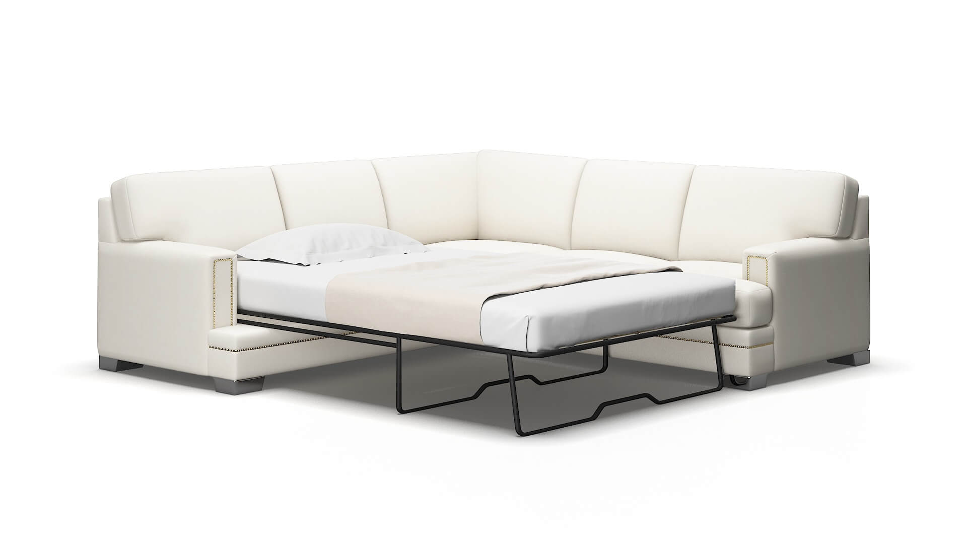 Barcelona Cosmo Ivory Sectional Sleeper Espresso legs 2