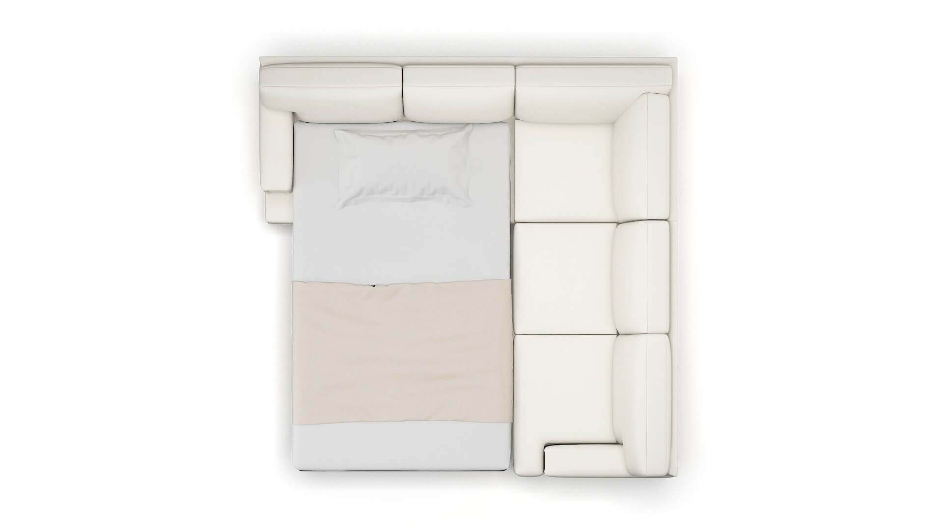 Barcelona Cosmo Ivory Sectional Sleeper Espresso legs 3