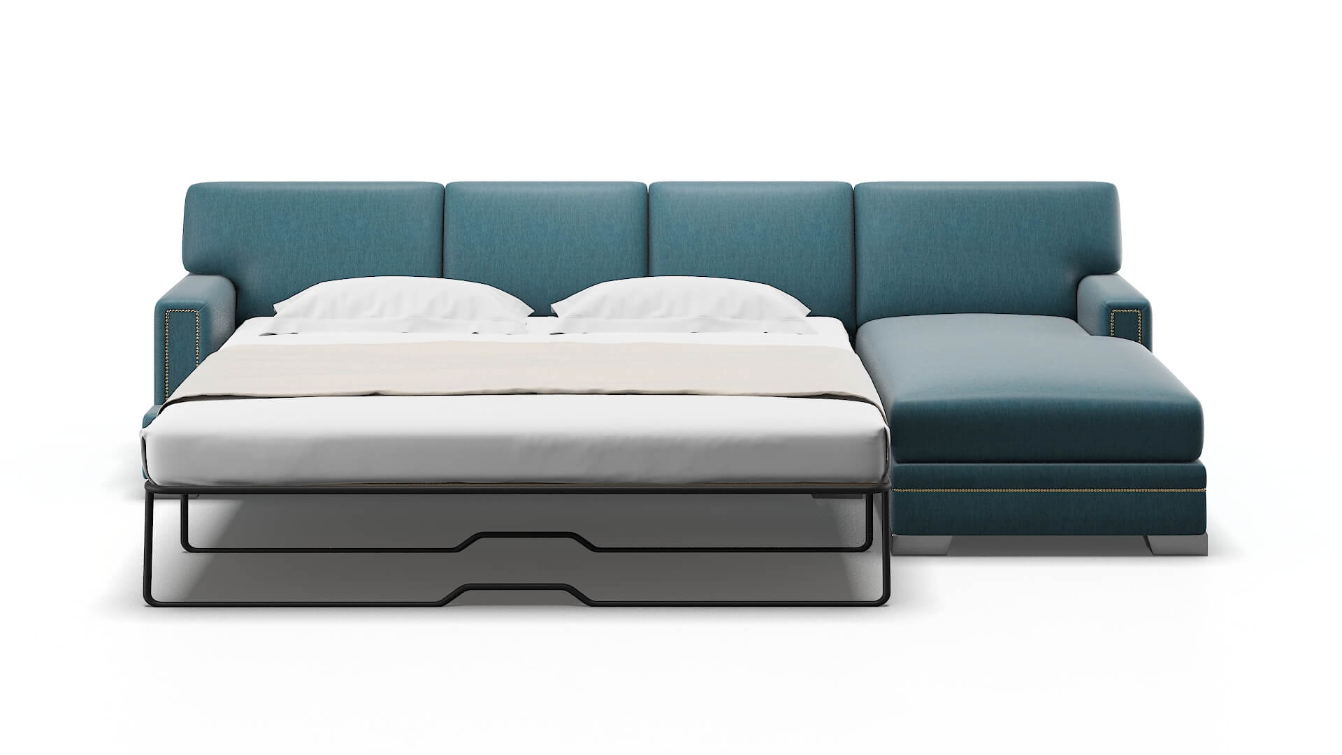 Barcelona Cosmo Teal Panel Sleeper Espresso legs 1