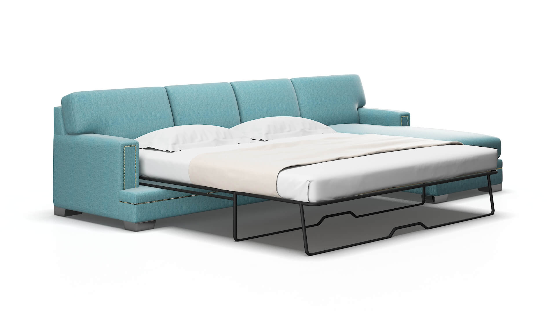 Barcelona Cosmo Turquoise Panel Sleeper Espresso legs 2