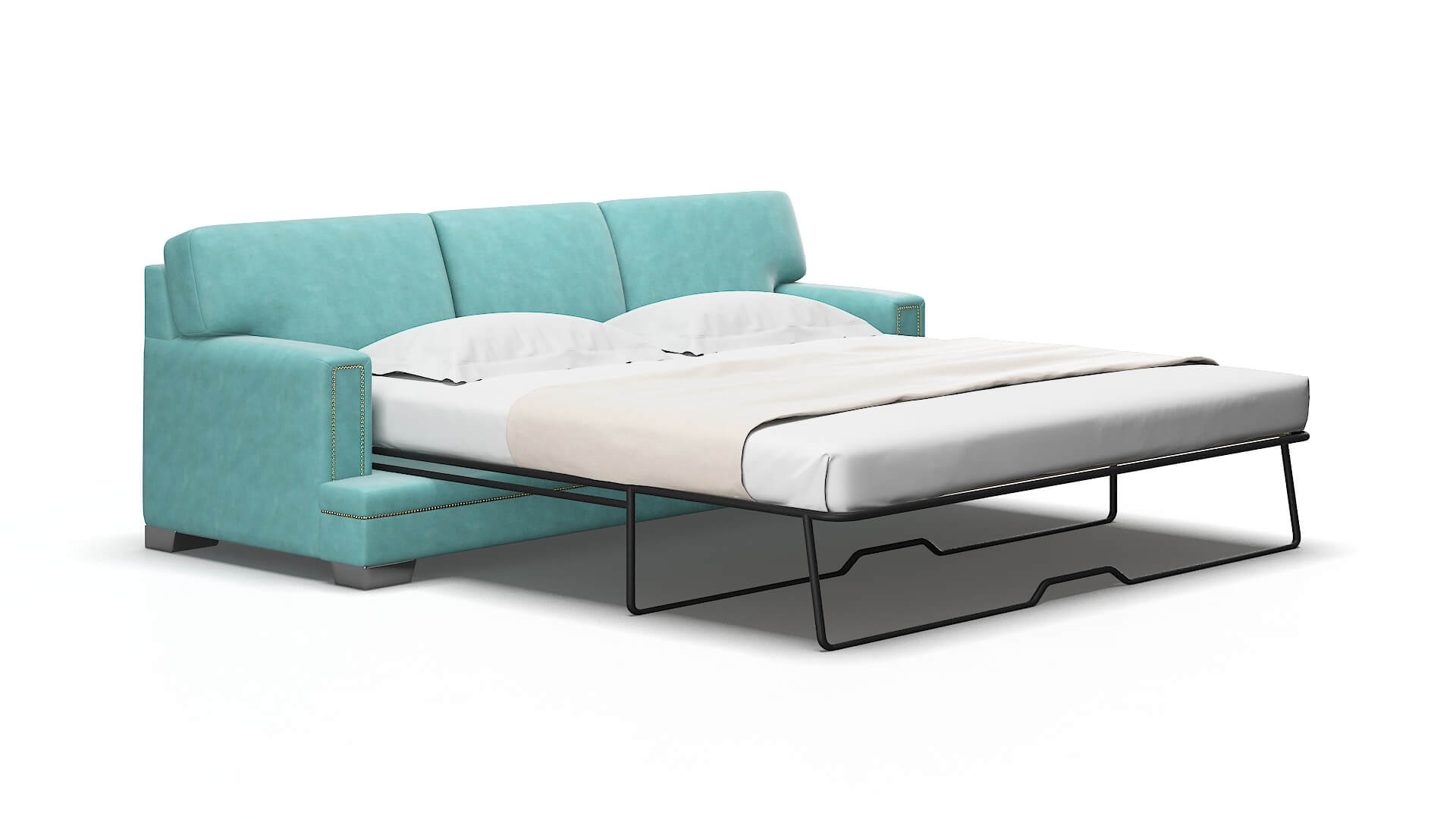 Barcelona Curious Turquoise Sofa Sleeper Espresso legs 2