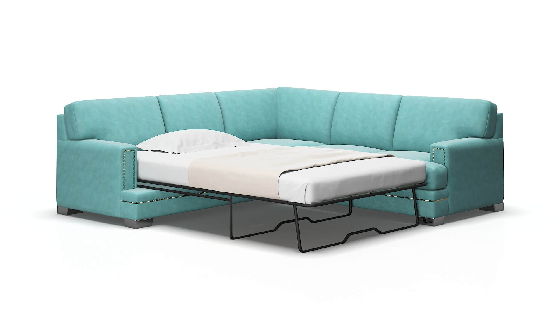 Barcelona Dream_d French_blue Sectional Sleeper Espresso legs 2