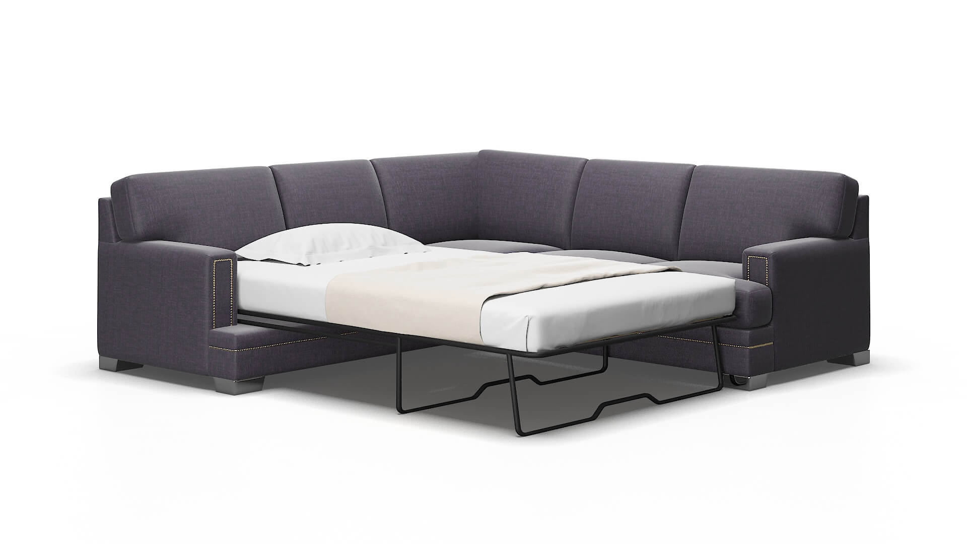 Barcelona Durham Ink Sectional Sleeper Espresso legs 2