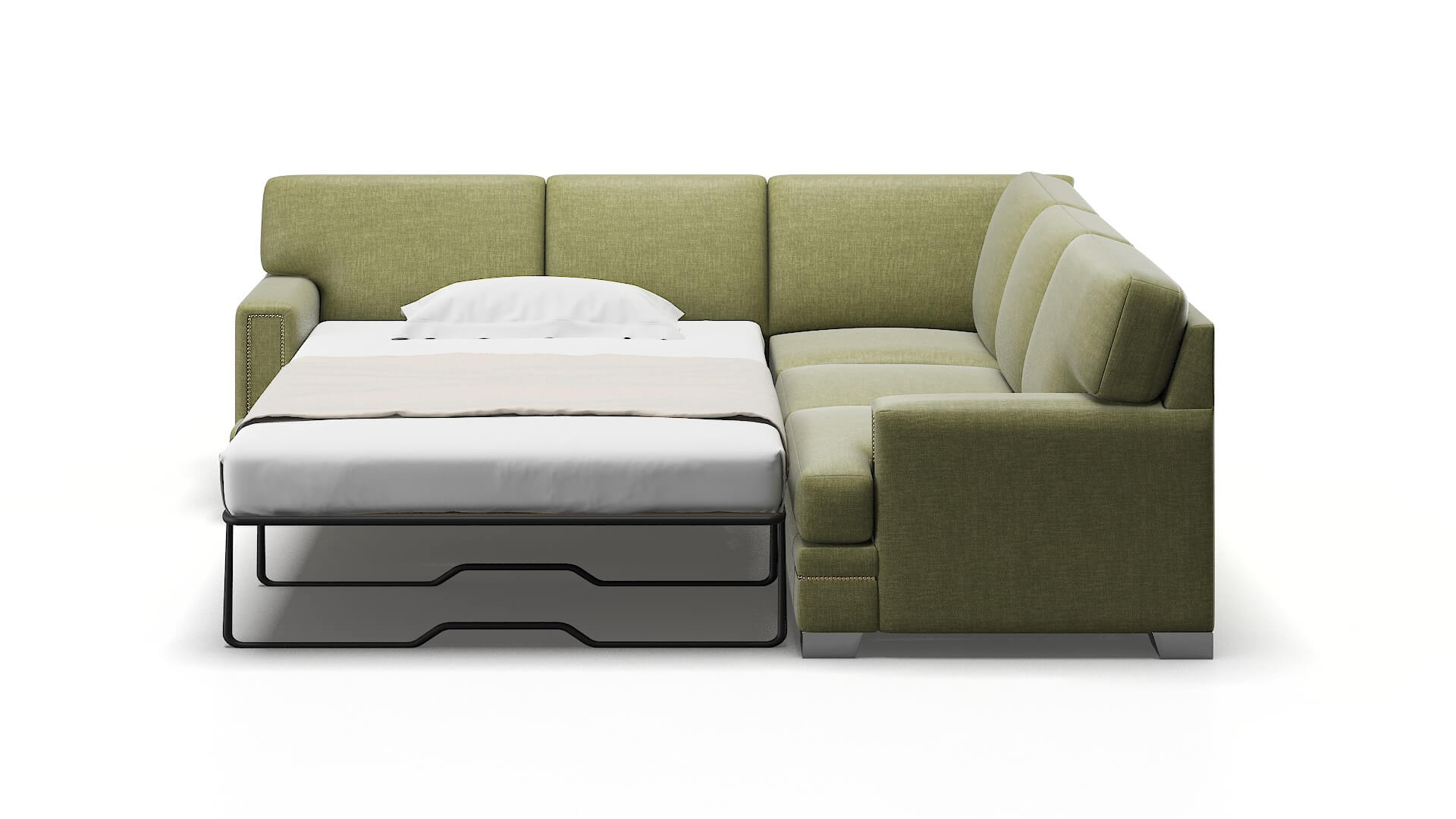 Barcelona Durham Lime Sectional Sleeper Espresso legs 1