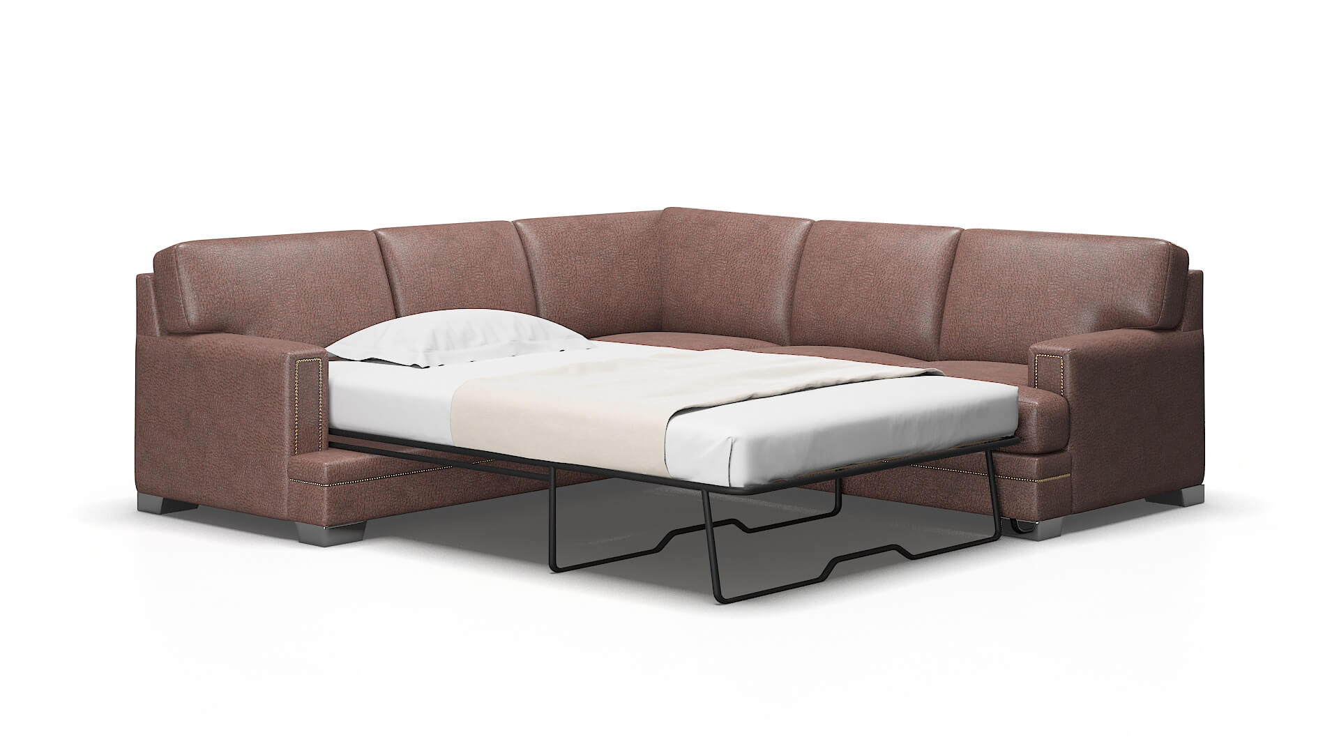 Barcelona Ford Brown Sectional Sleeper Espresso legs 2
