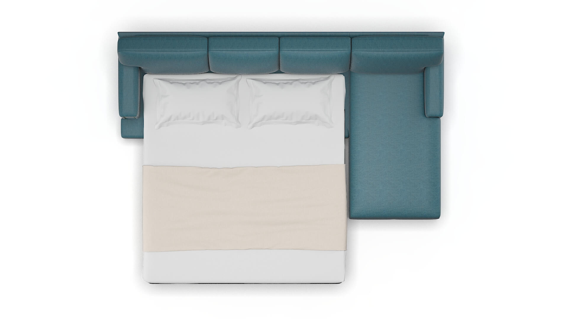 Barcelona Hepburn Teal Panel Sleeper Espresso legs 3