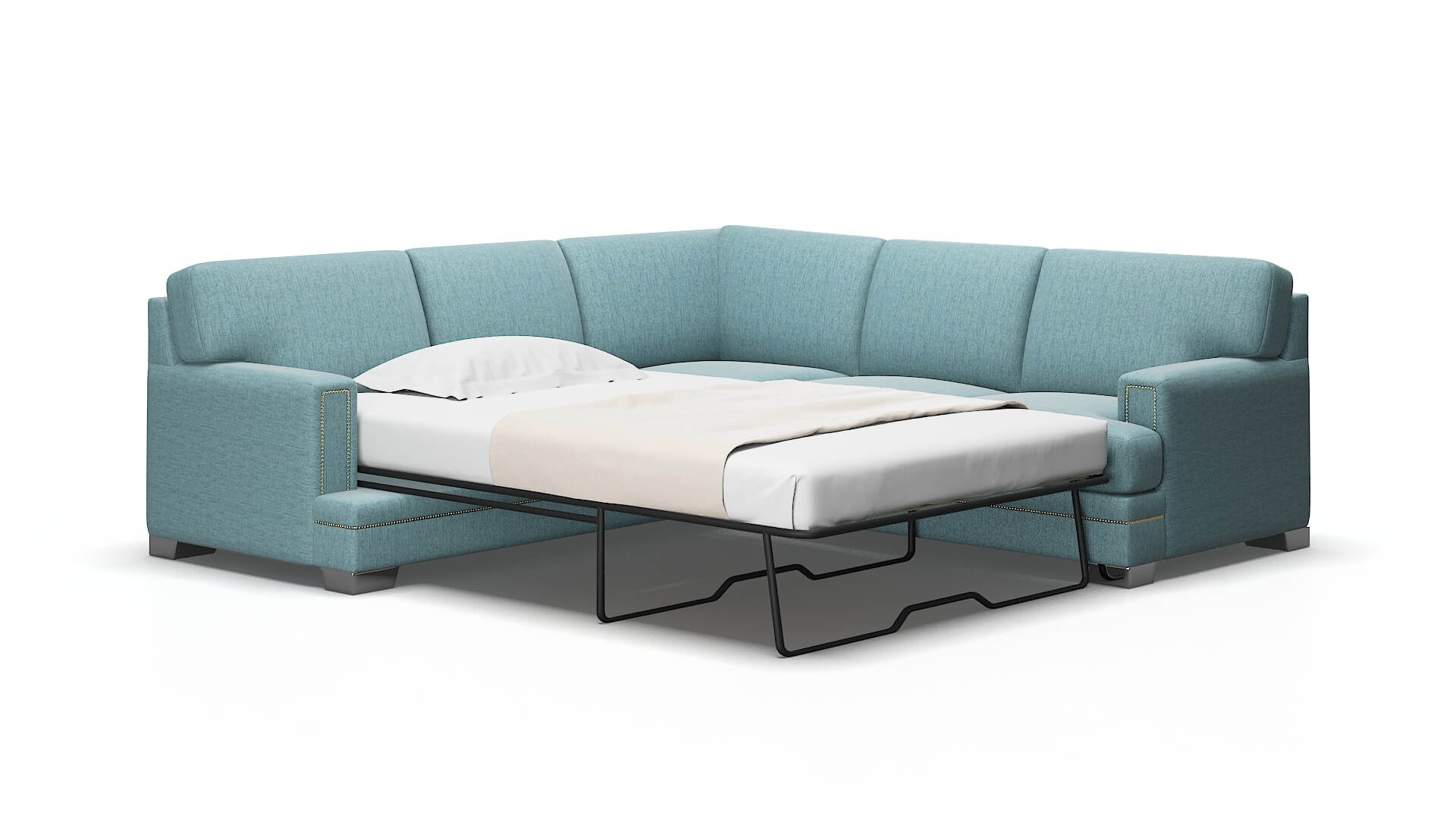 Barcelona Insight Peacock Sectional Sleeper Espresso legs 2