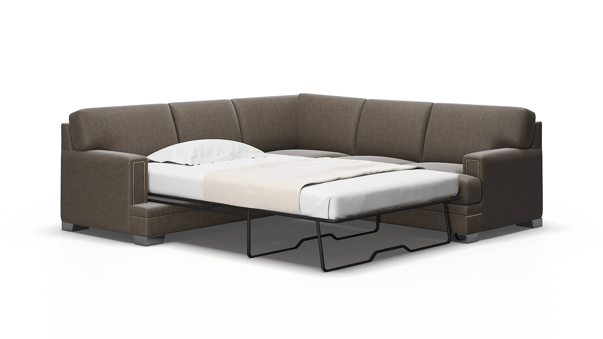 Barcelona Keylargo Bark Sectional Sleeper Espresso legs 2