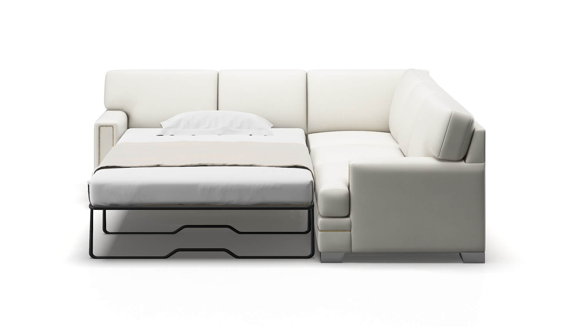 Barcelona Keylargo Oatmeal Sectional Sleeper Espresso legs 1