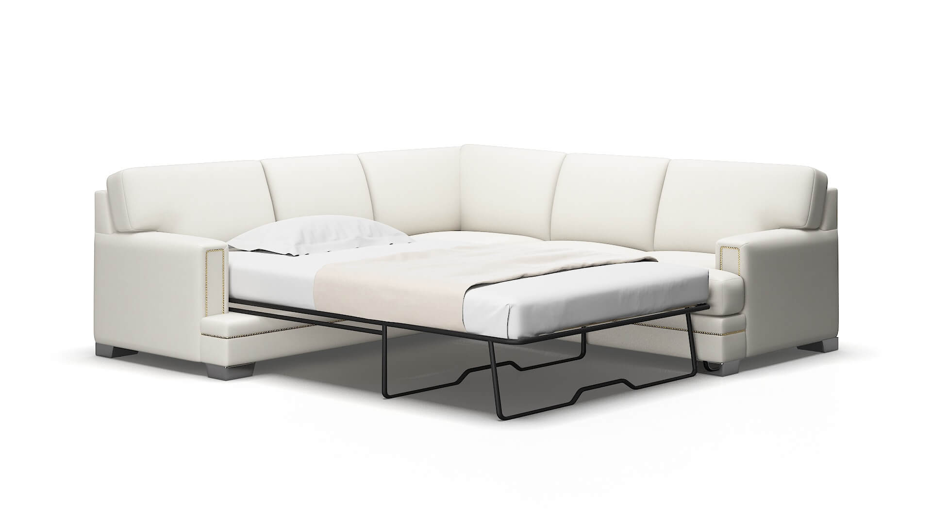 Barcelona Keylargo Oatmeal Sectional Sleeper Espresso legs 2