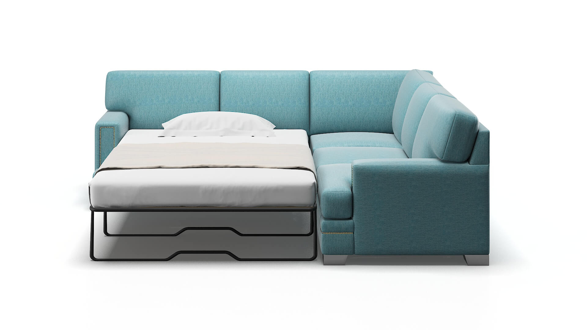 Barcelona Lana Peacock Sectional Sleeper Espresso legs 1