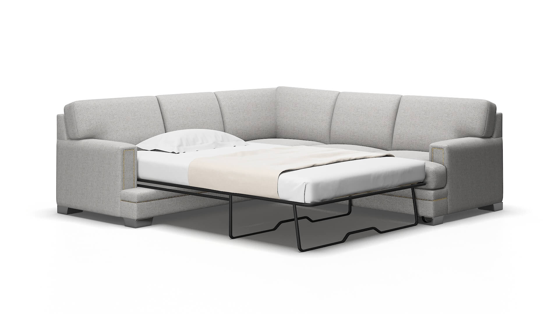 Barcelona Malibu Dove Sectional Sleeper Espresso legs 2