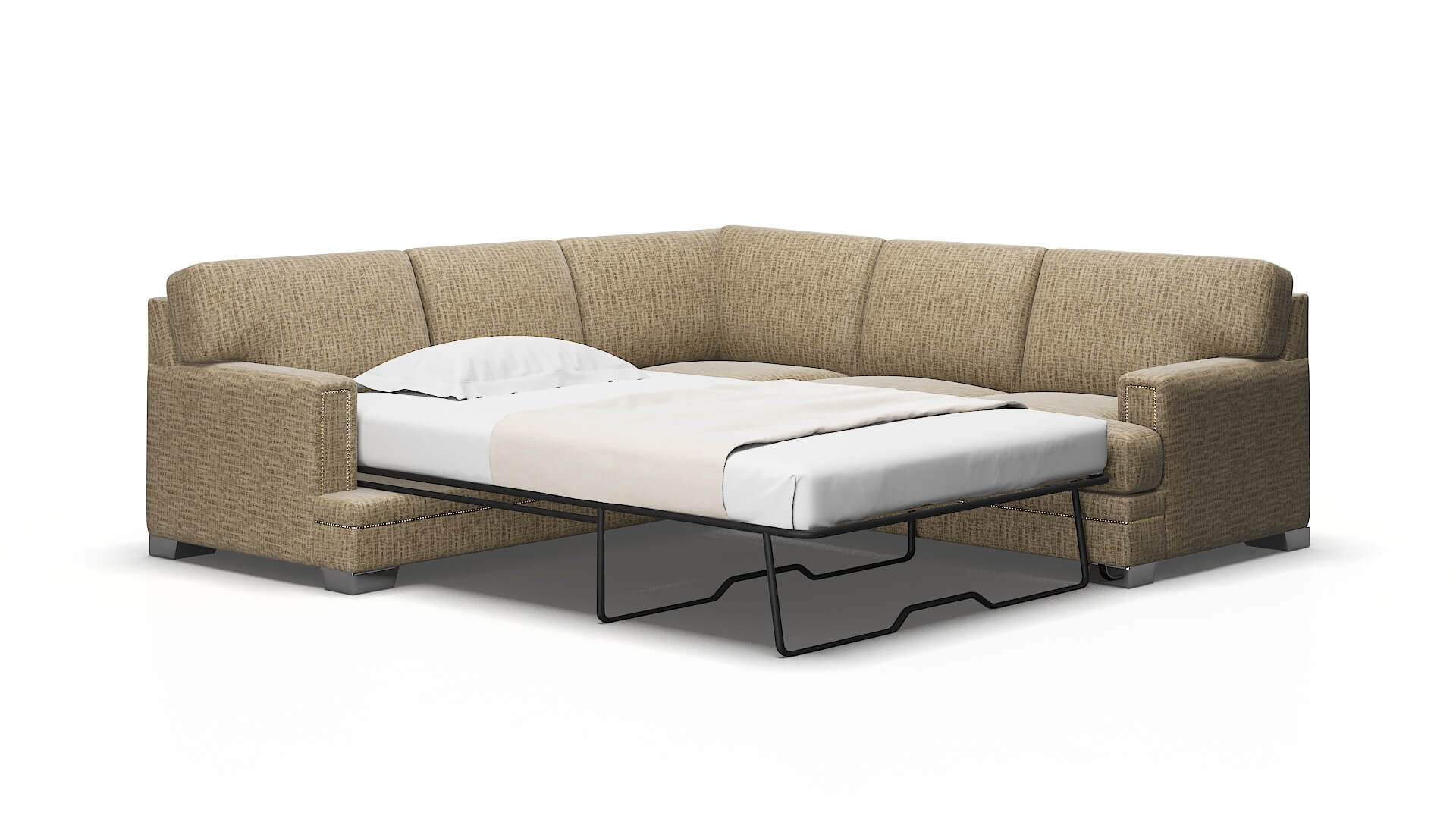 Barcelona Marcy Camel Sectional Sleeper Espresso legs 2