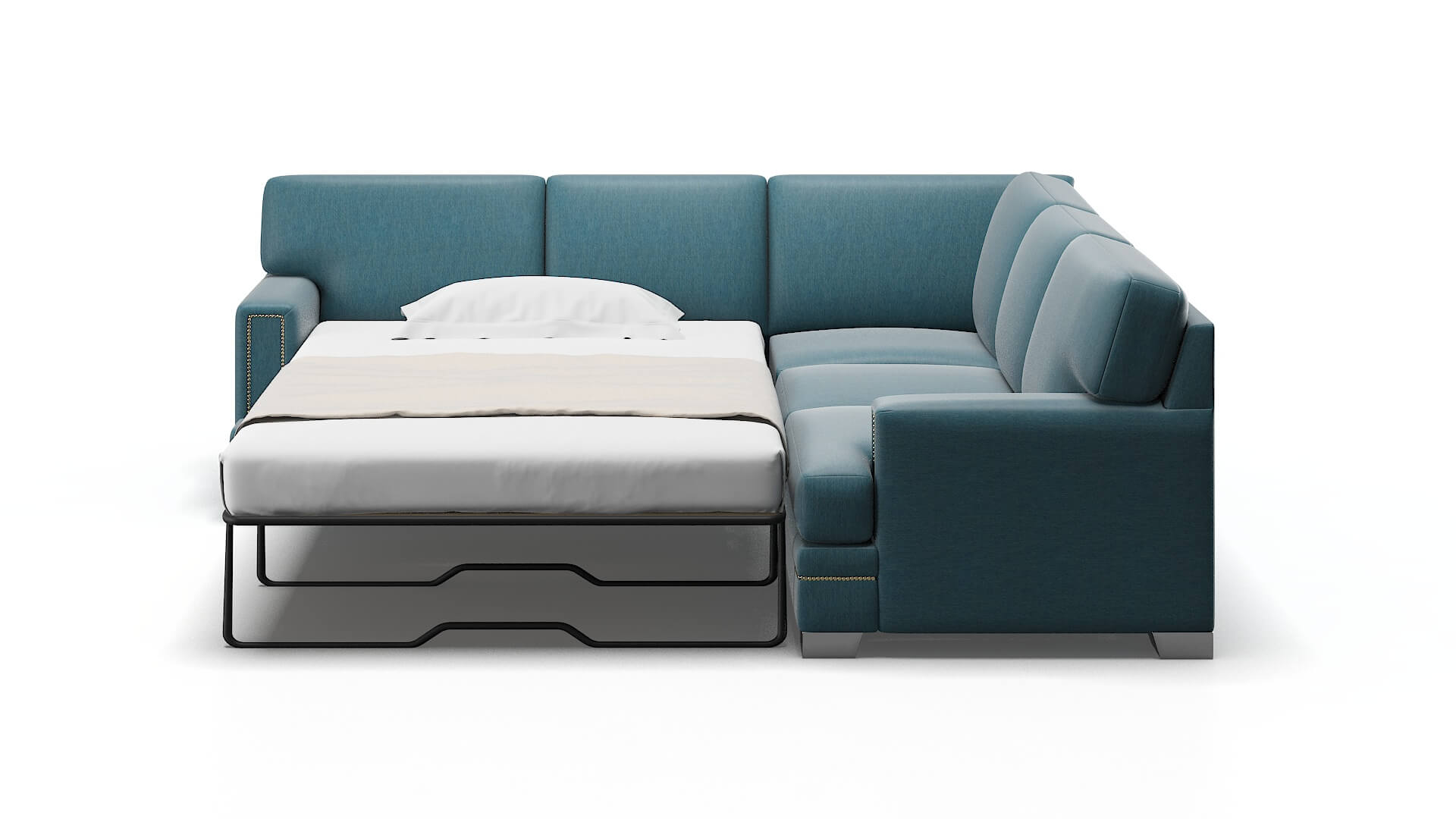 Barcelona Merit Peacock Sectional Sleeper Espresso legs 1