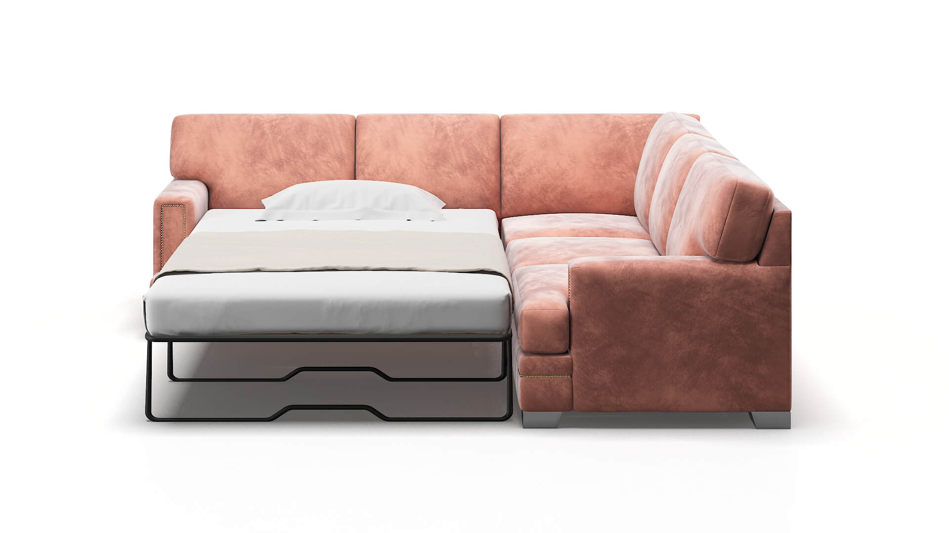 Barcelona Naples Blush Sectional Sleeper Espresso legs 1