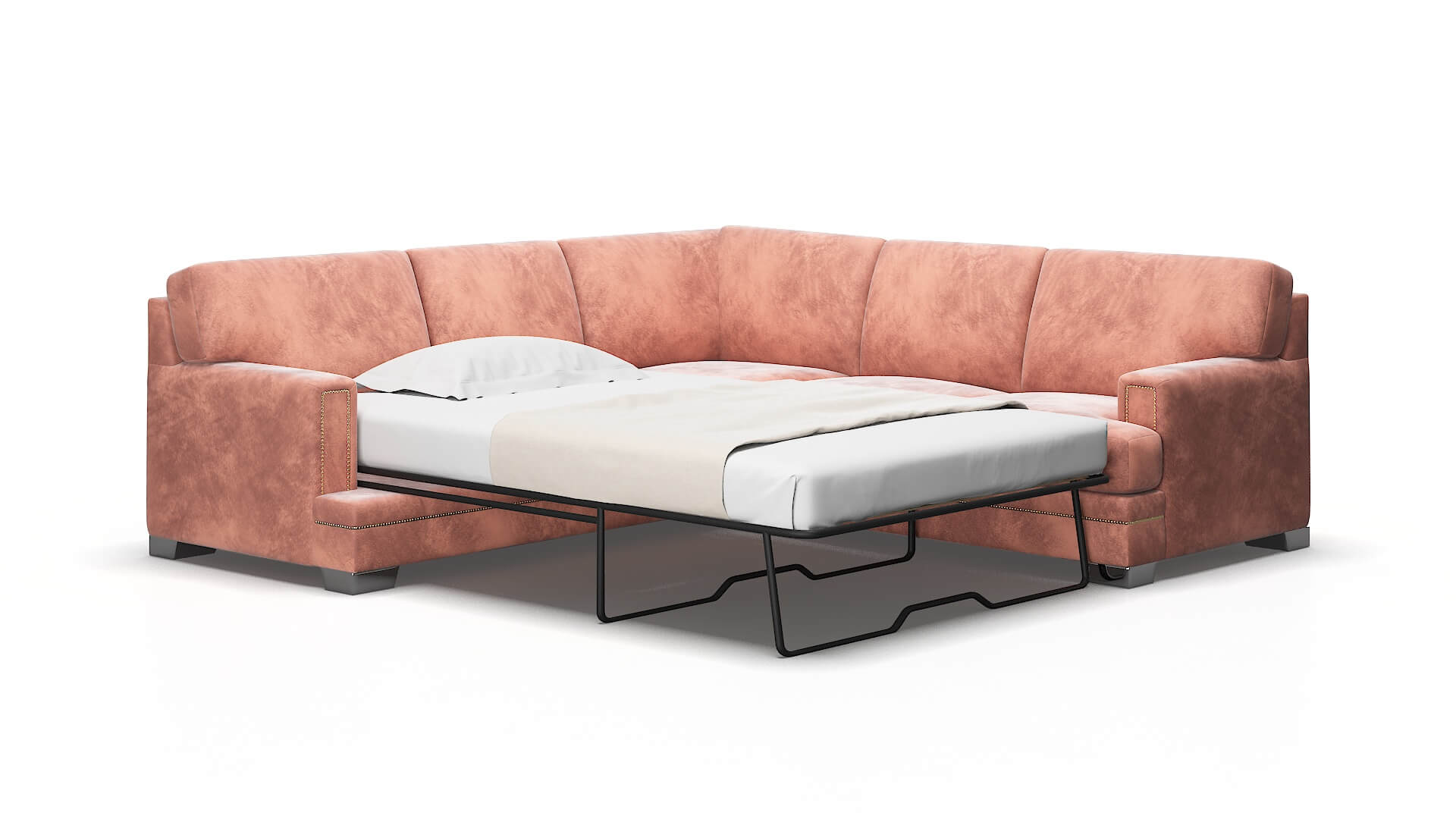 Barcelona Naples Blush Sectional Sleeper Espresso legs 2