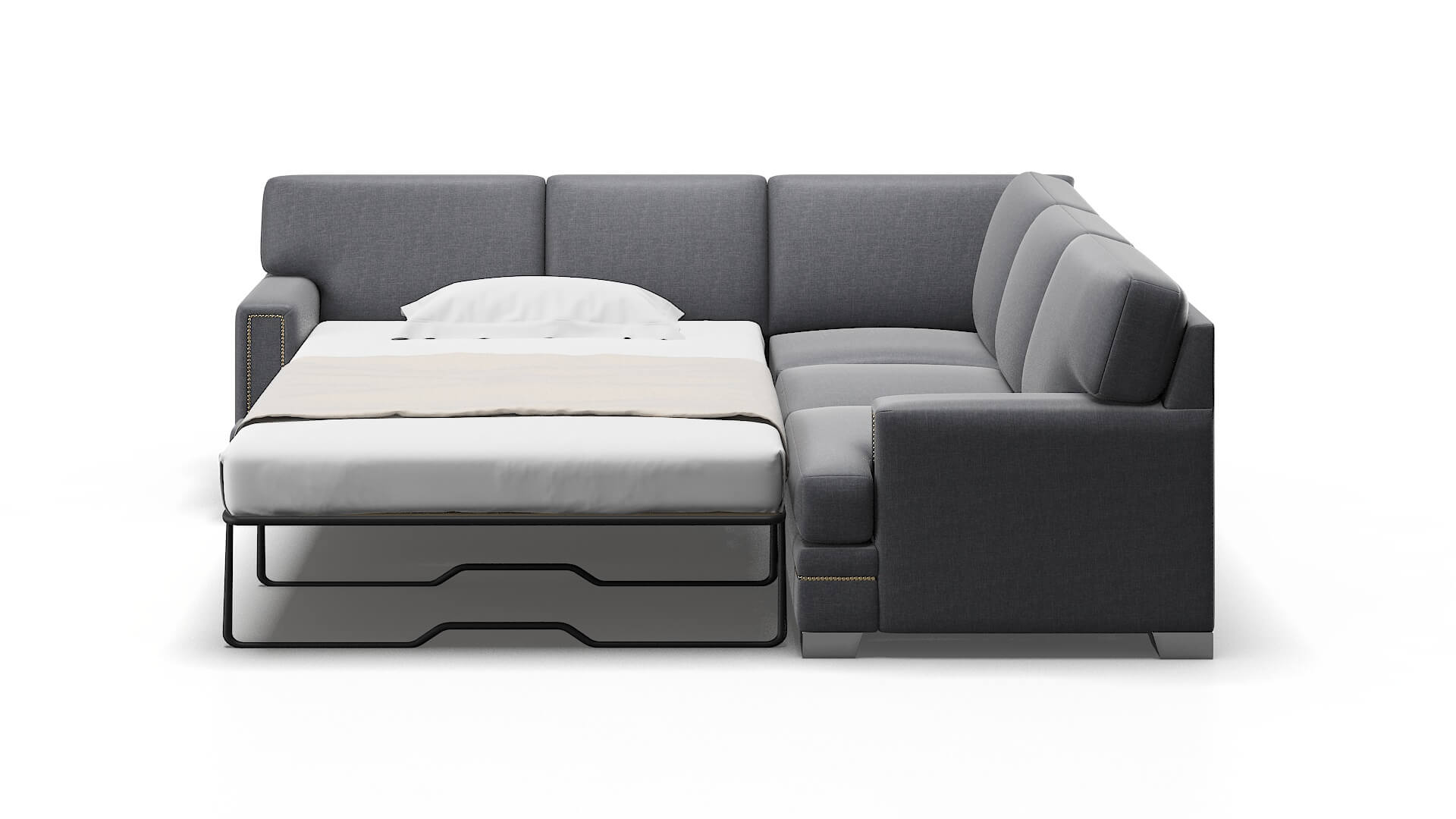 Barcelona Notion Graphite Sectional Sleeper Espresso legs 1