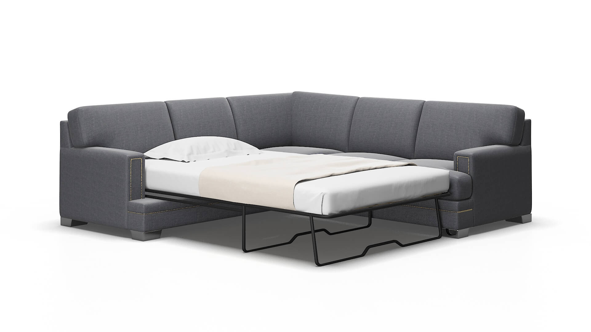Barcelona Notion Graphite Sectional Sleeper Espresso legs 2