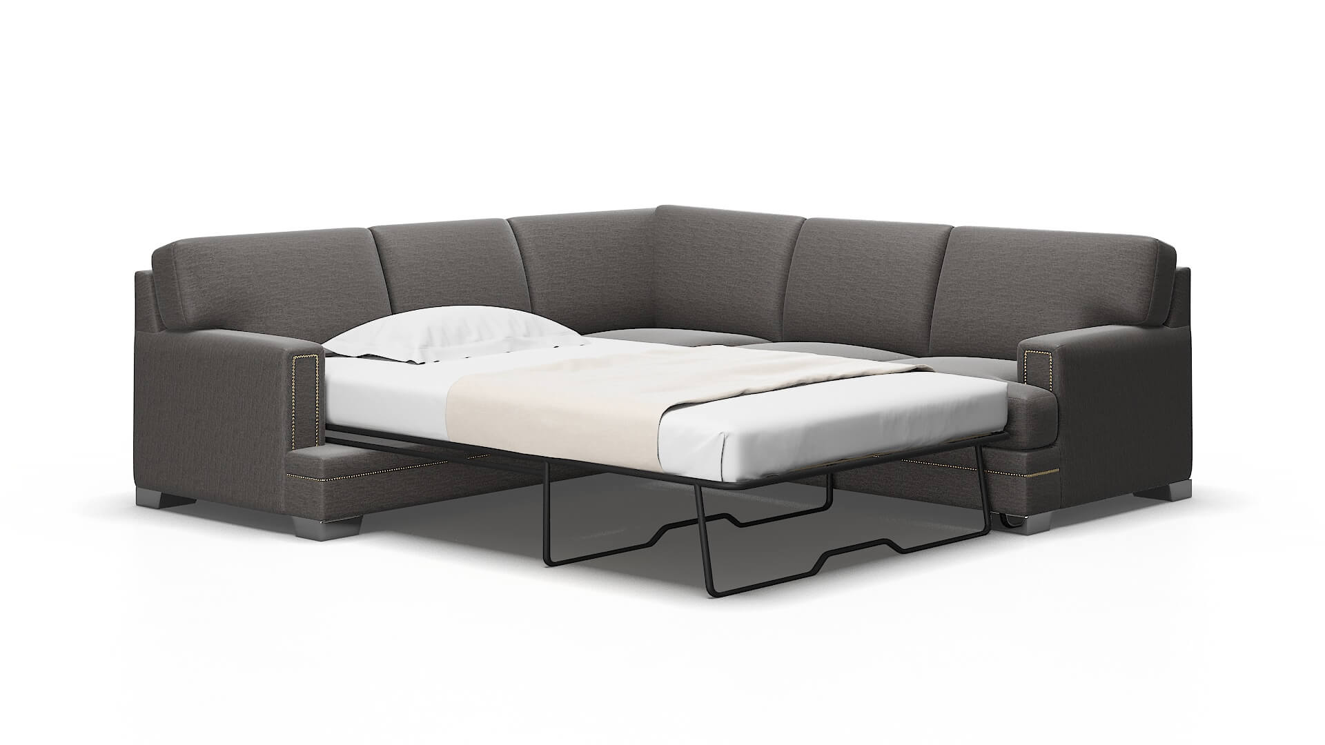 Barcelona Oscar Charcoal Sectional Sleeper Espresso legs 2