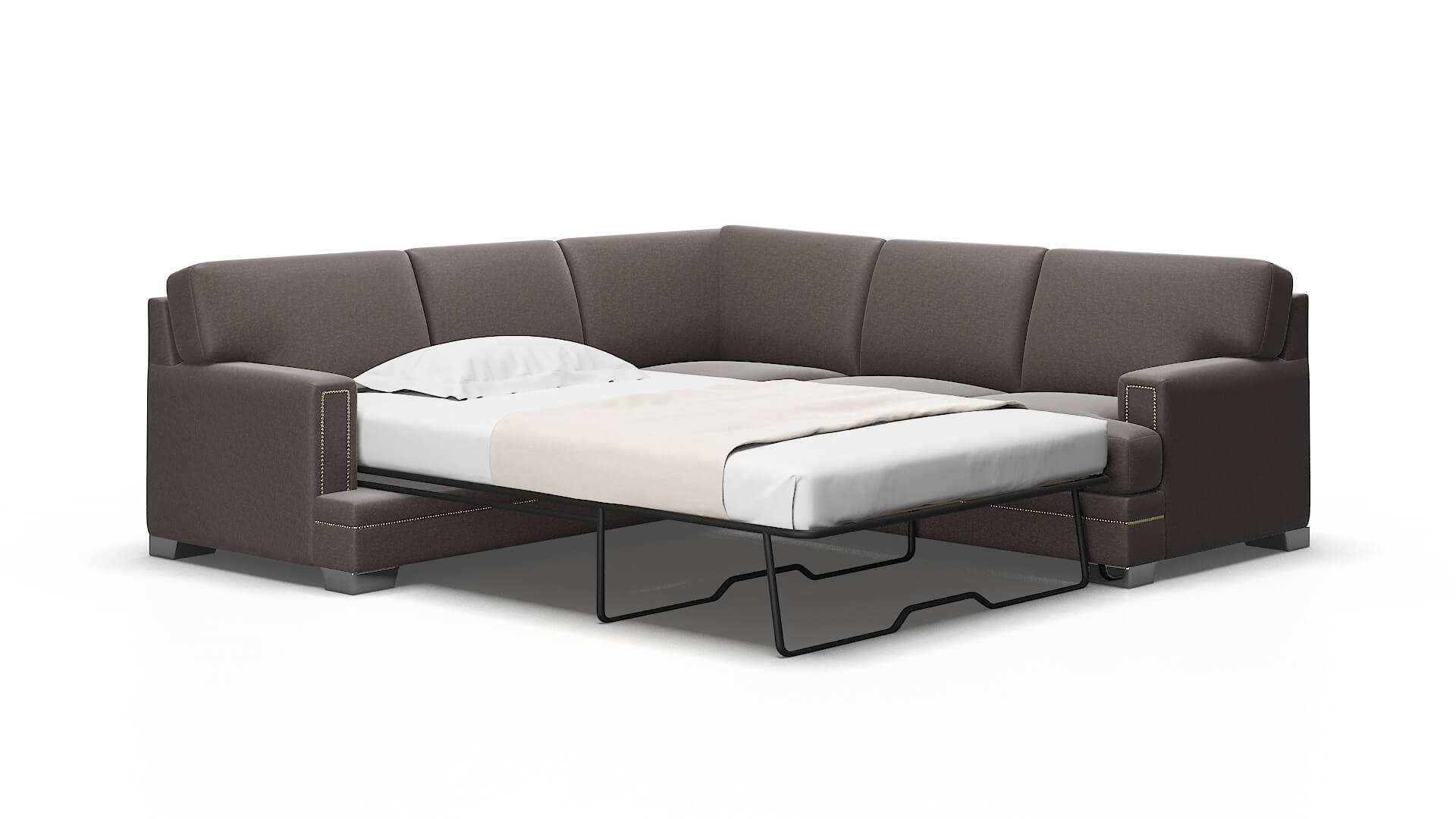 Barcelona Oscar Chocolate Sectional Sleeper Espresso legs 2