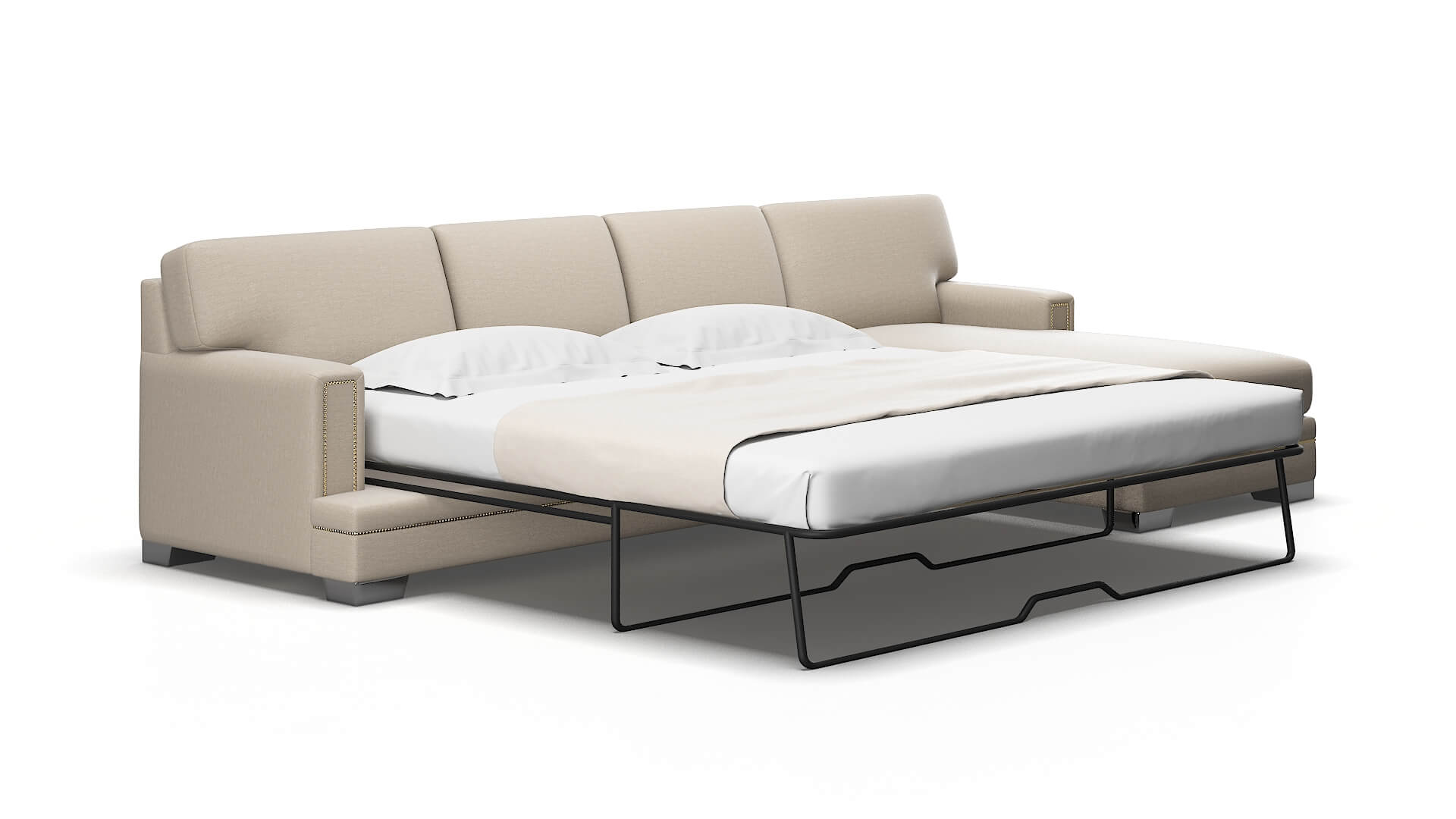 Barcelona Oscar Linen Panel Sleeper Espresso legs 2