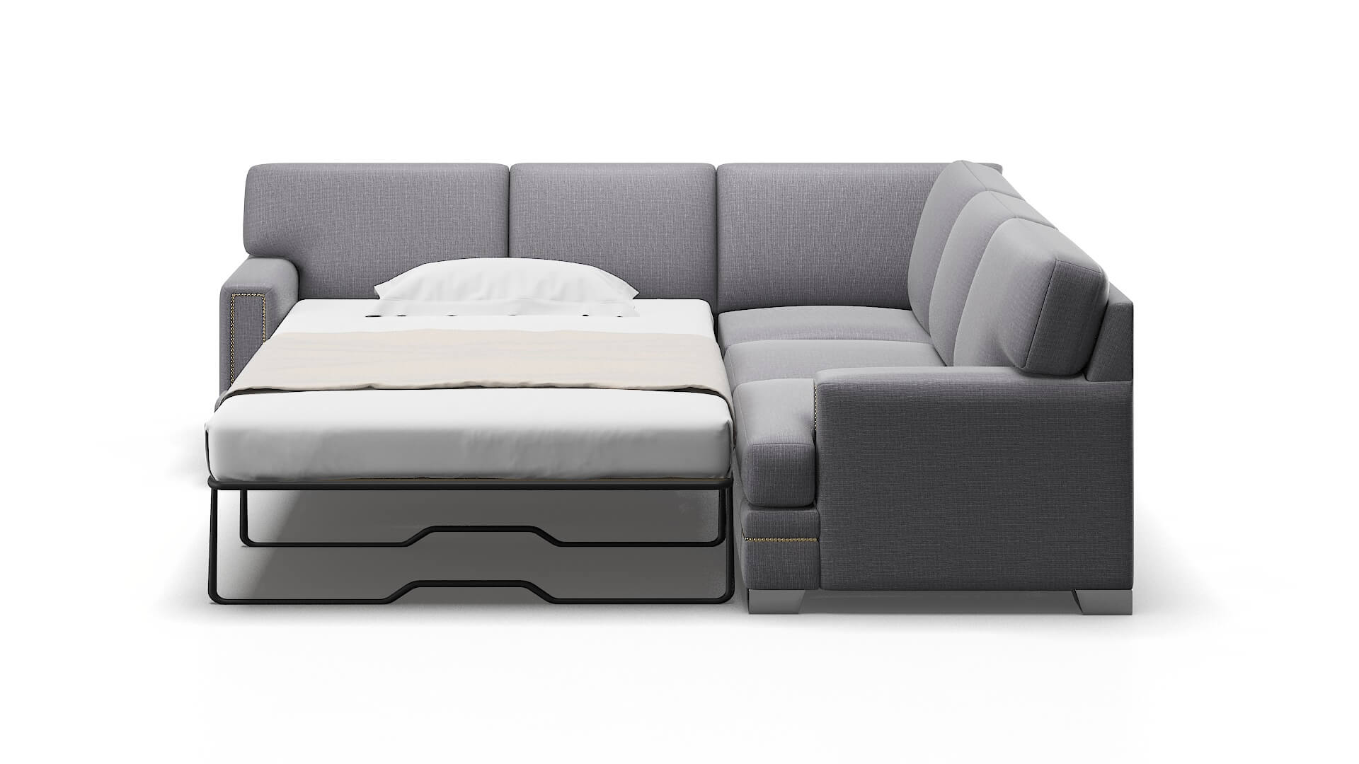 Barcelona Parker Ash Sectional Sleeper Espresso legs 1