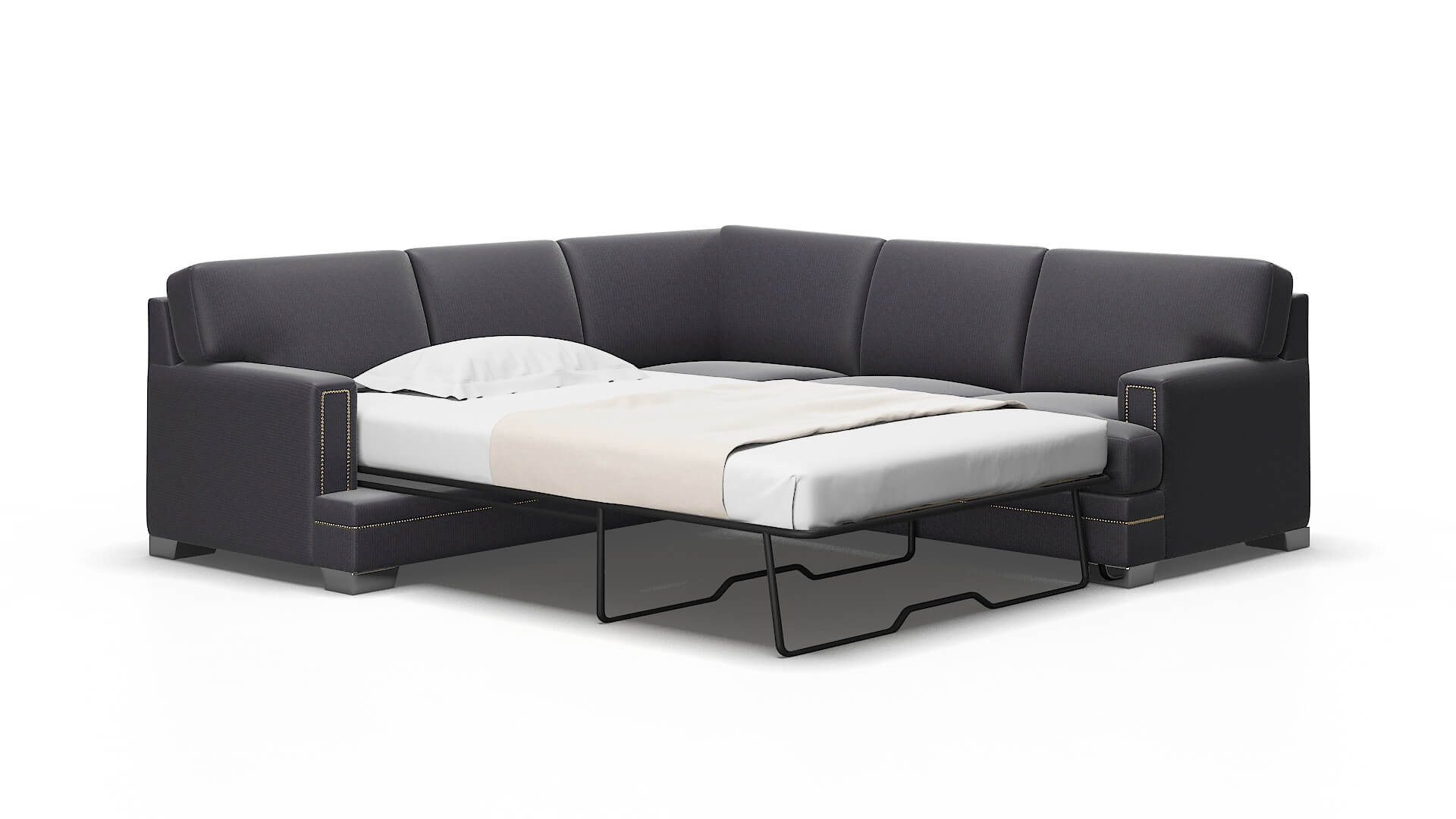 Barcelona Parker Charcoal Sectional Sleeper Espresso legs 2