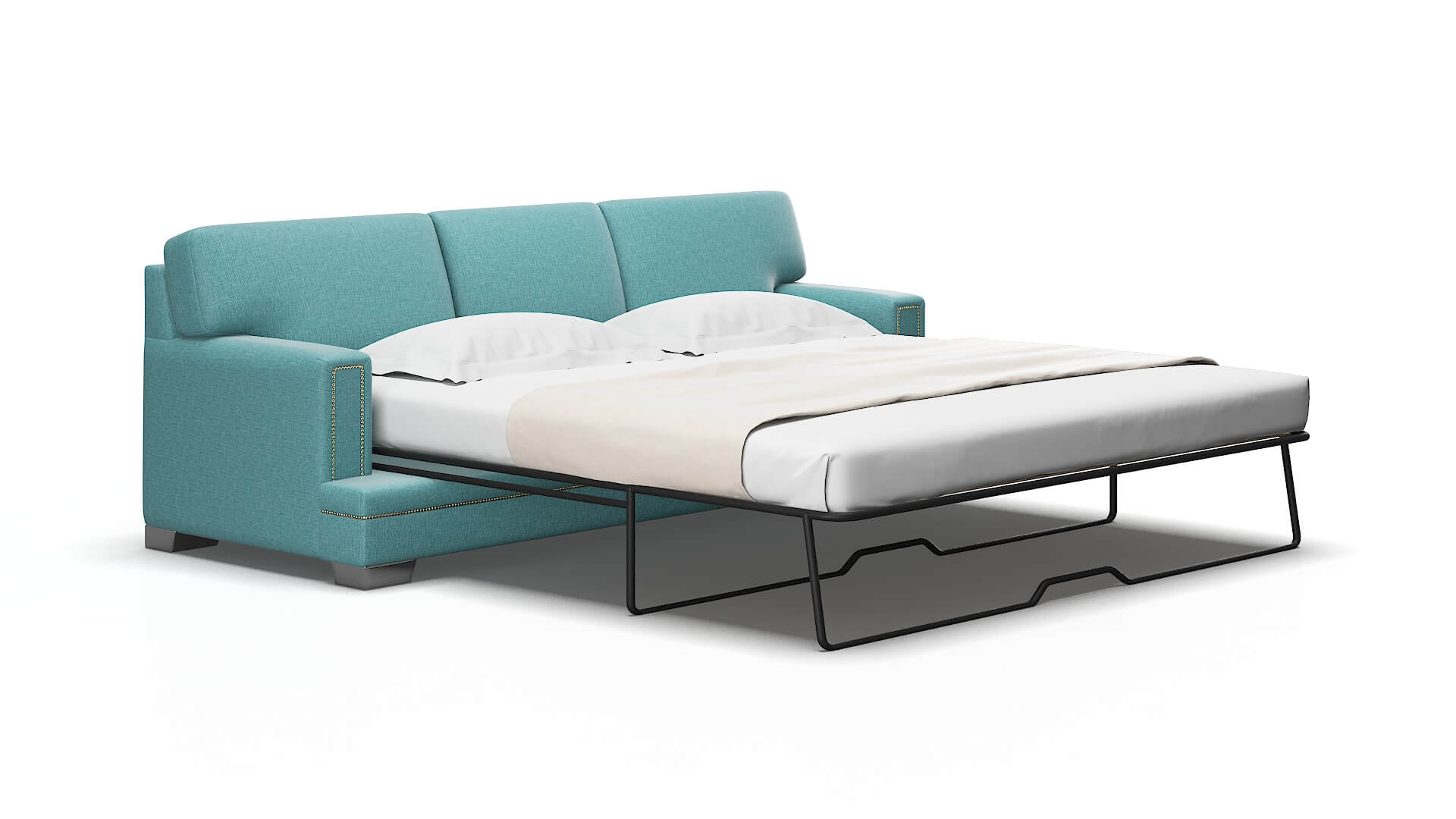 Barcelona Parker Turquoise Sofa Sleeper Espresso legs 2