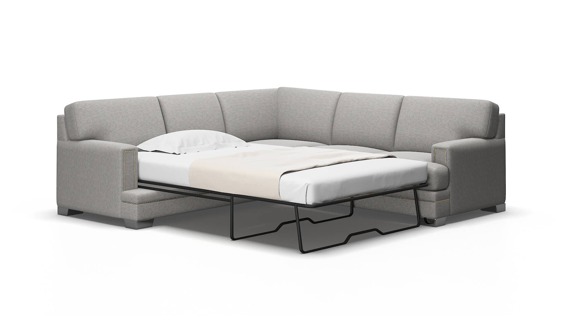 Barcelona Phoenix Smoke Sectional Sleeper Espresso legs 2