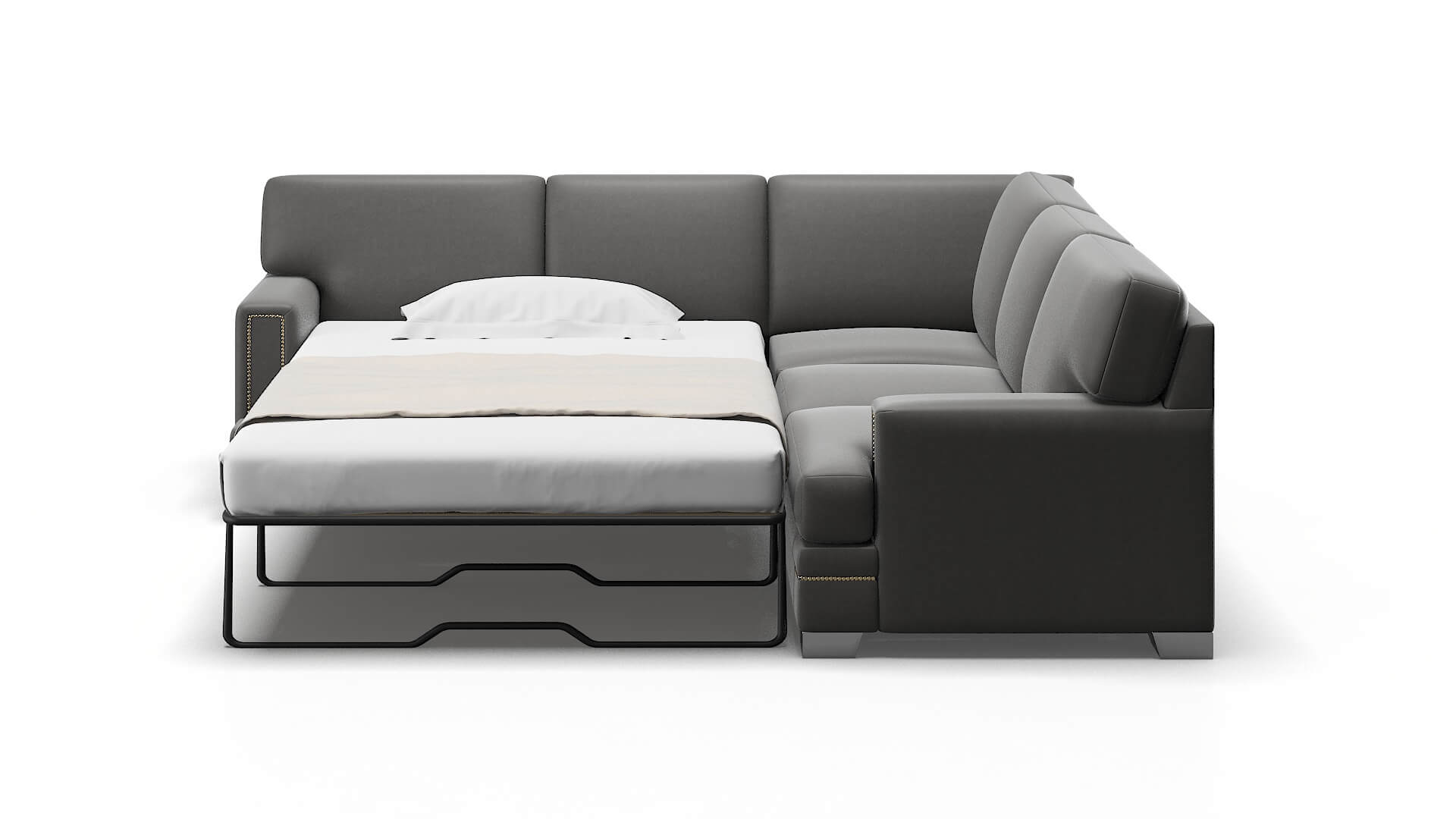 Barcelona Rocket Charcoal Sectional Sleeper Espresso legs 1