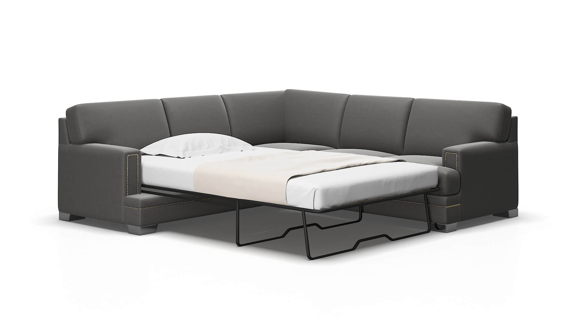 Barcelona Rocket Charcoal Sectional Sleeper Espresso legs 2