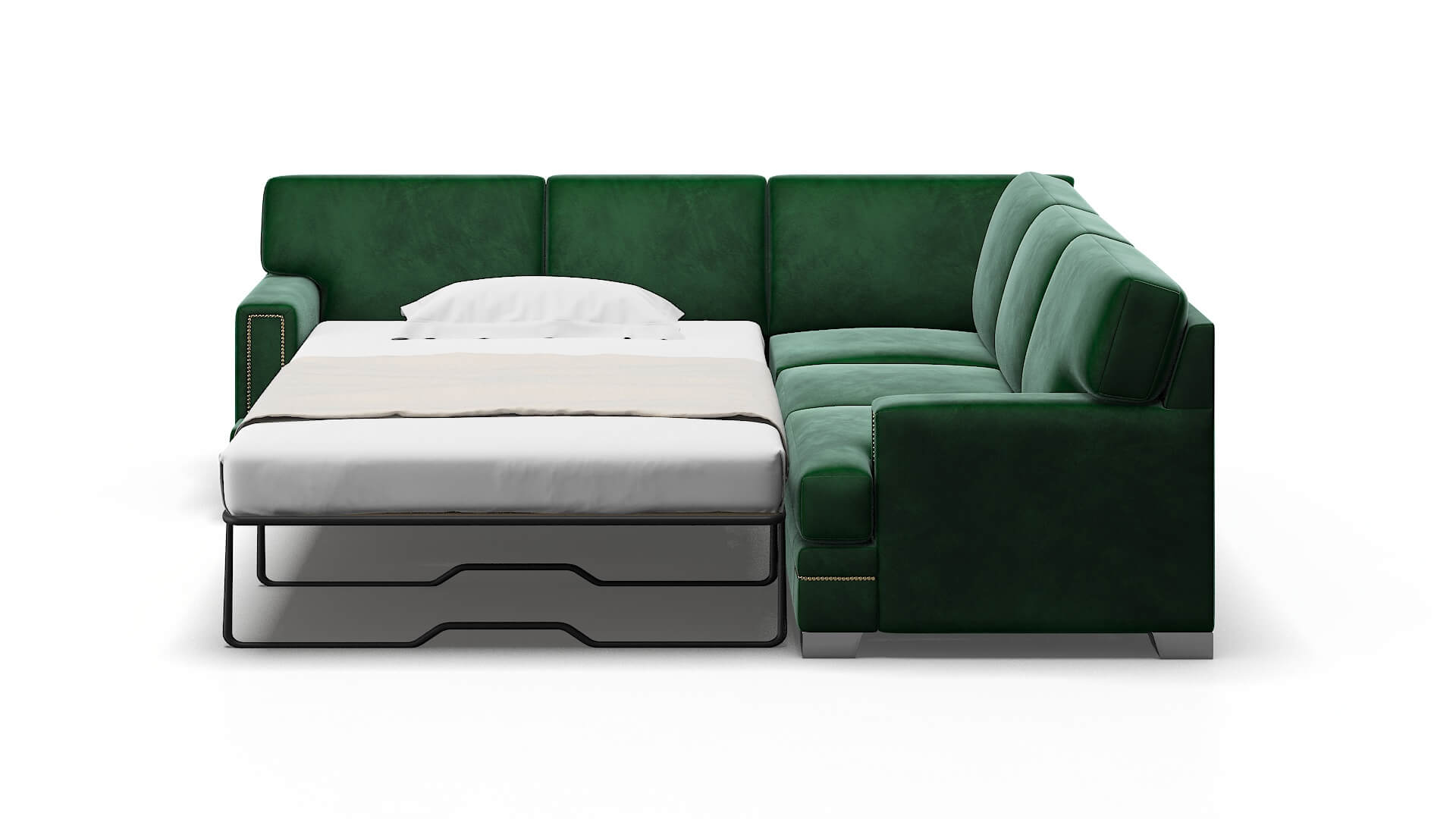 Barcelona Royale Evergreen Sectional Sleeper Espresso legs 1