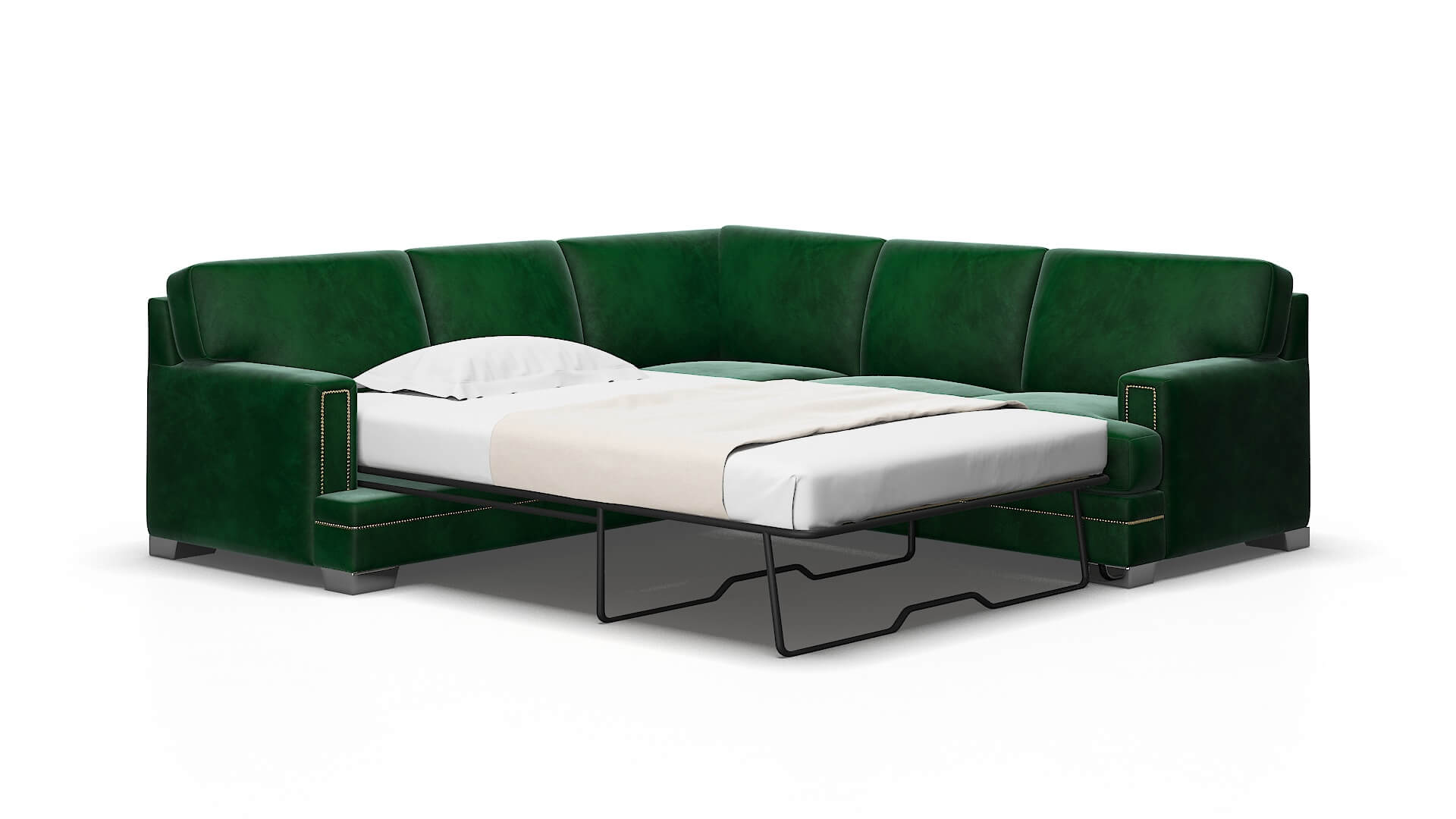 Barcelona Royale Evergreen Sectional Sleeper Espresso legs 2