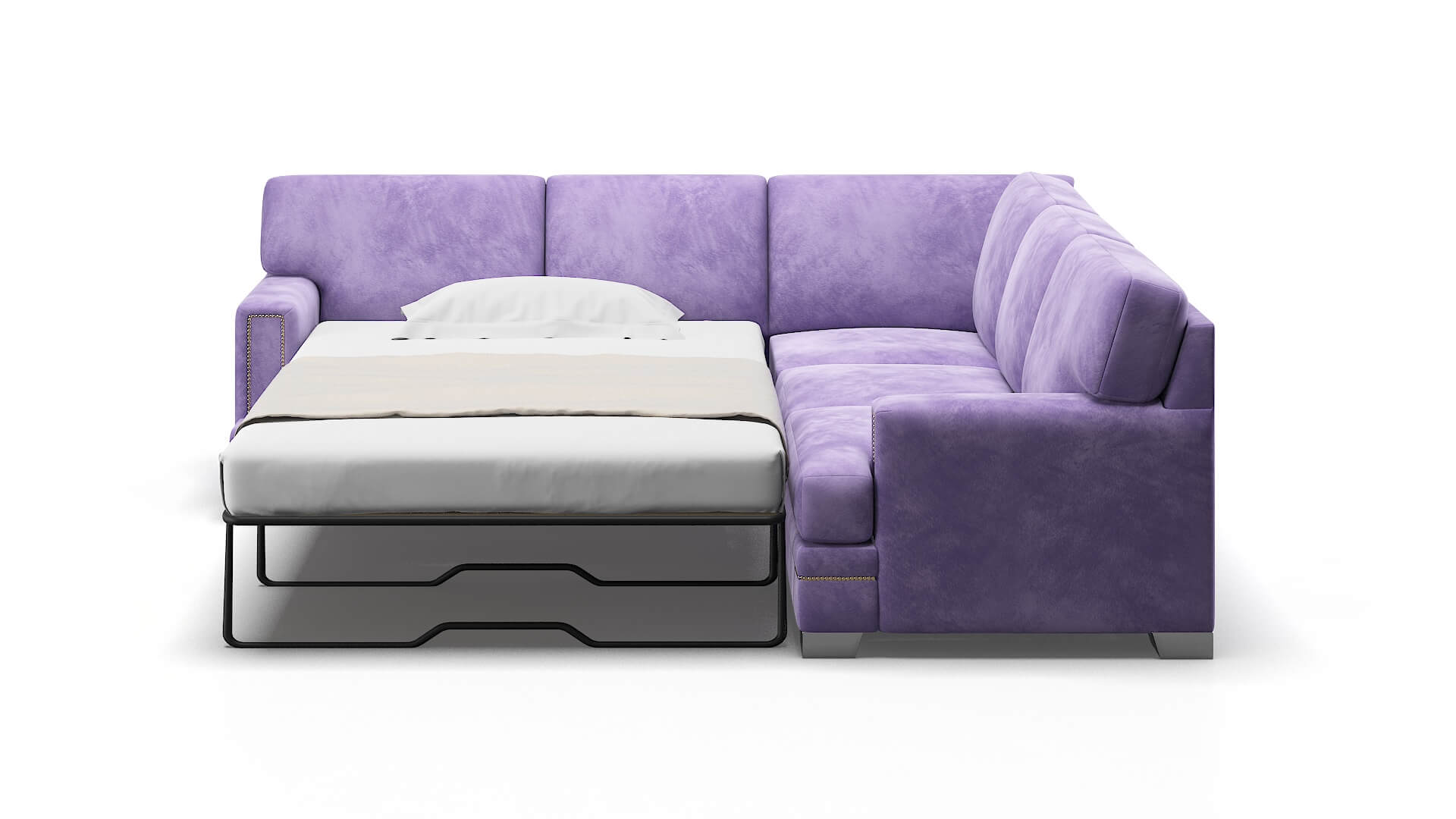 Barcelona Royale Lavender Sectional Sleeper Espresso legs 1