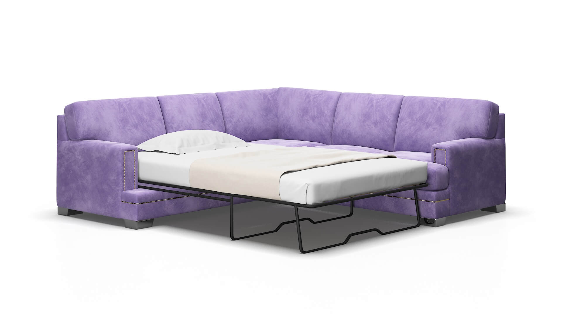 Barcelona Royale Lavender Sectional Sleeper Espresso legs 2