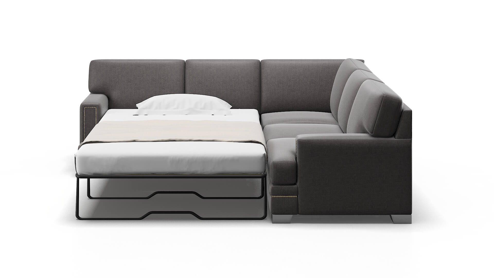 Barcelona Sasha Grey Sectional Sleeper Espresso legs 1