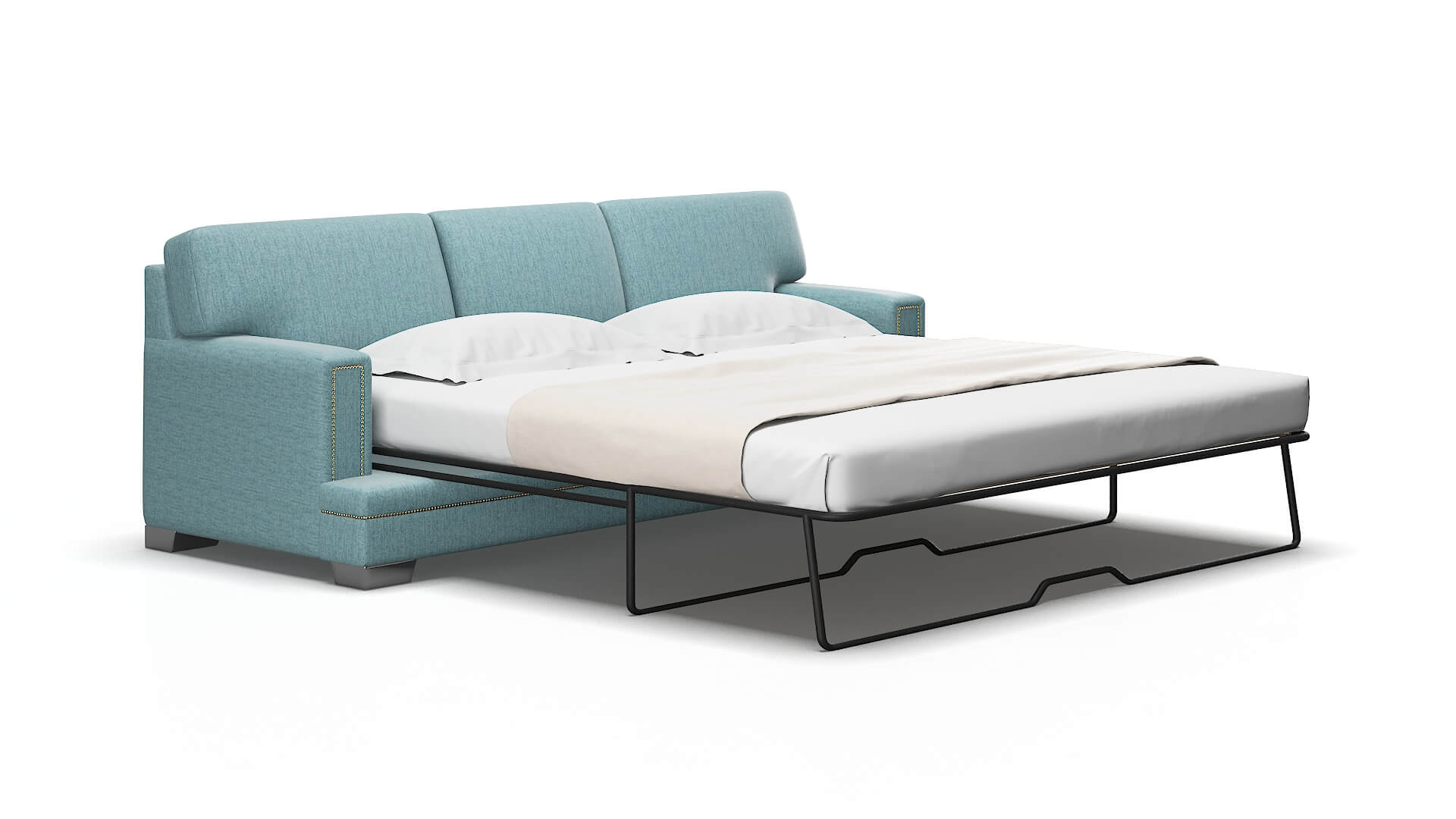 Barcelona Sasha Teal Sofa Sleeper Espresso Legs 2