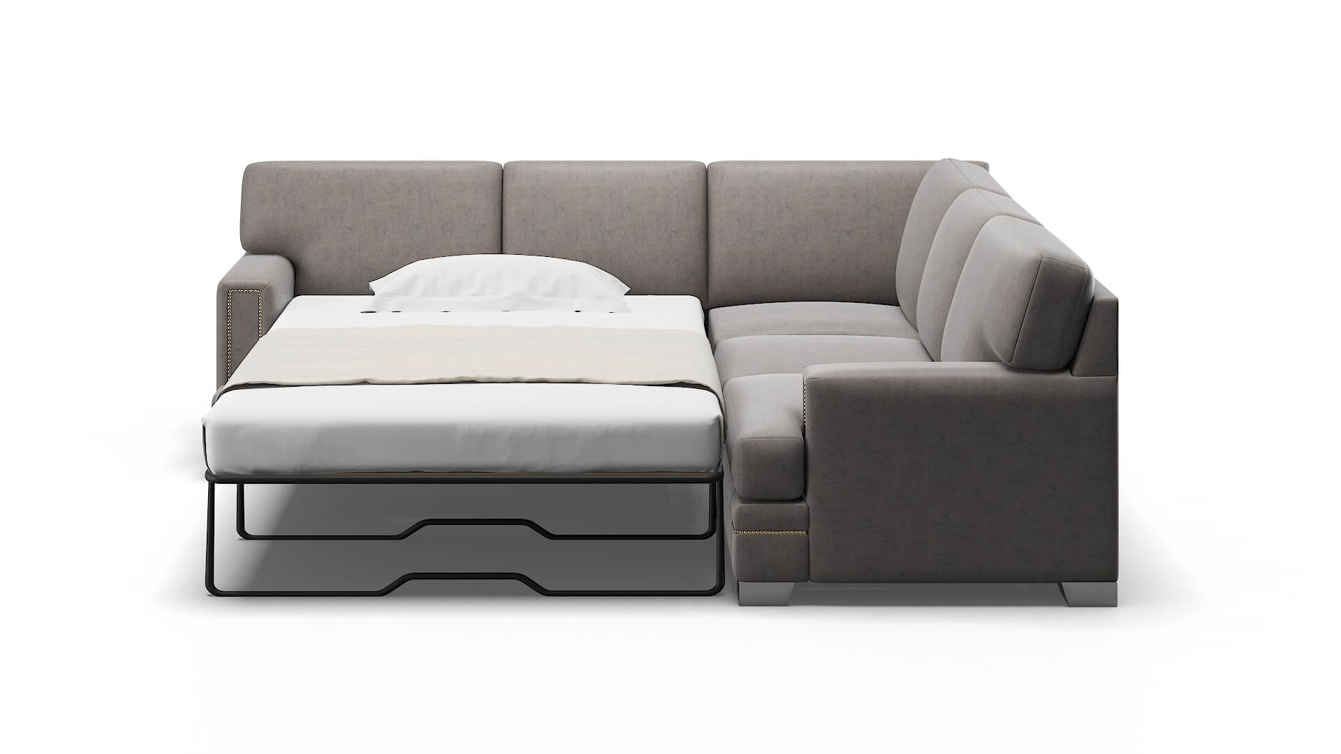 Barcelona Suave Slate Sectional Sleeper Espresso legs 1