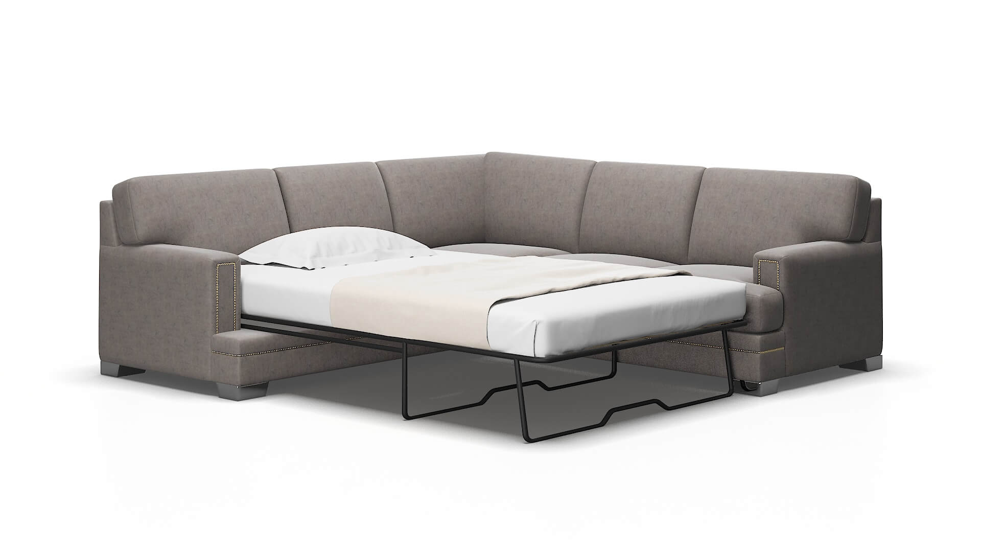 Barcelona Suave Slate Sectional Sleeper Espresso legs 2