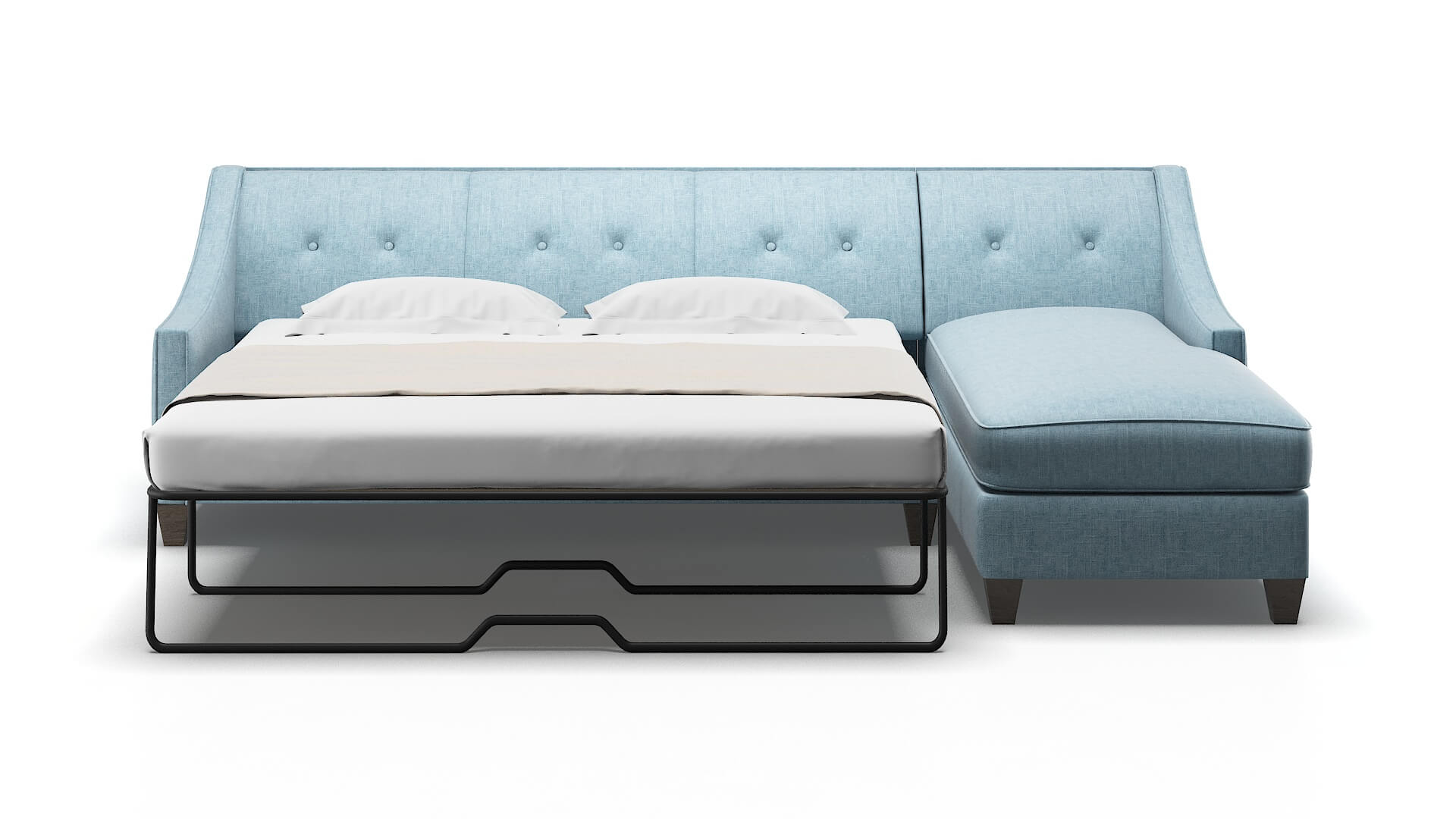 Berlin Atlas Turquoise Panel Sleeper Espresso legs 1