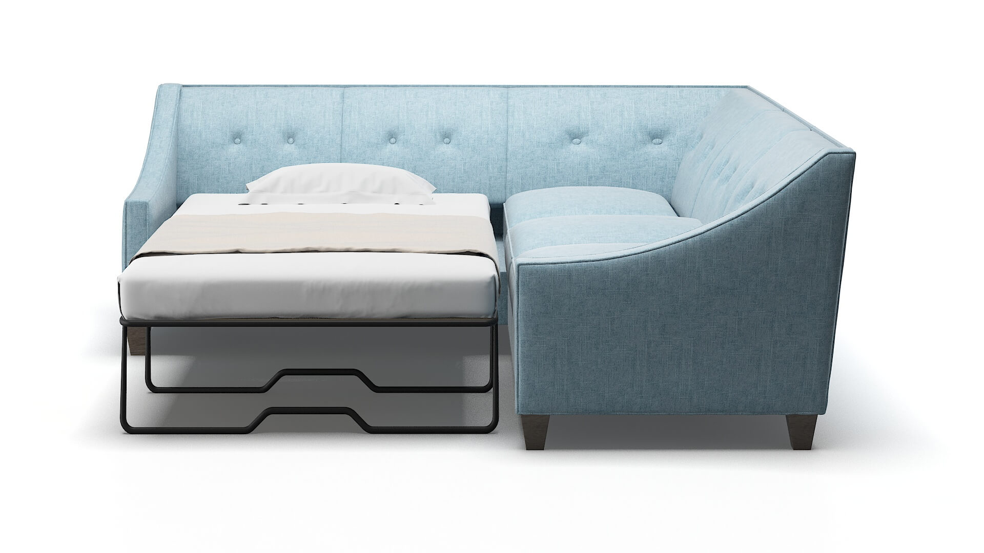 Berlin Atlas Turquoise Sectional Sleeper Espresso legs 1